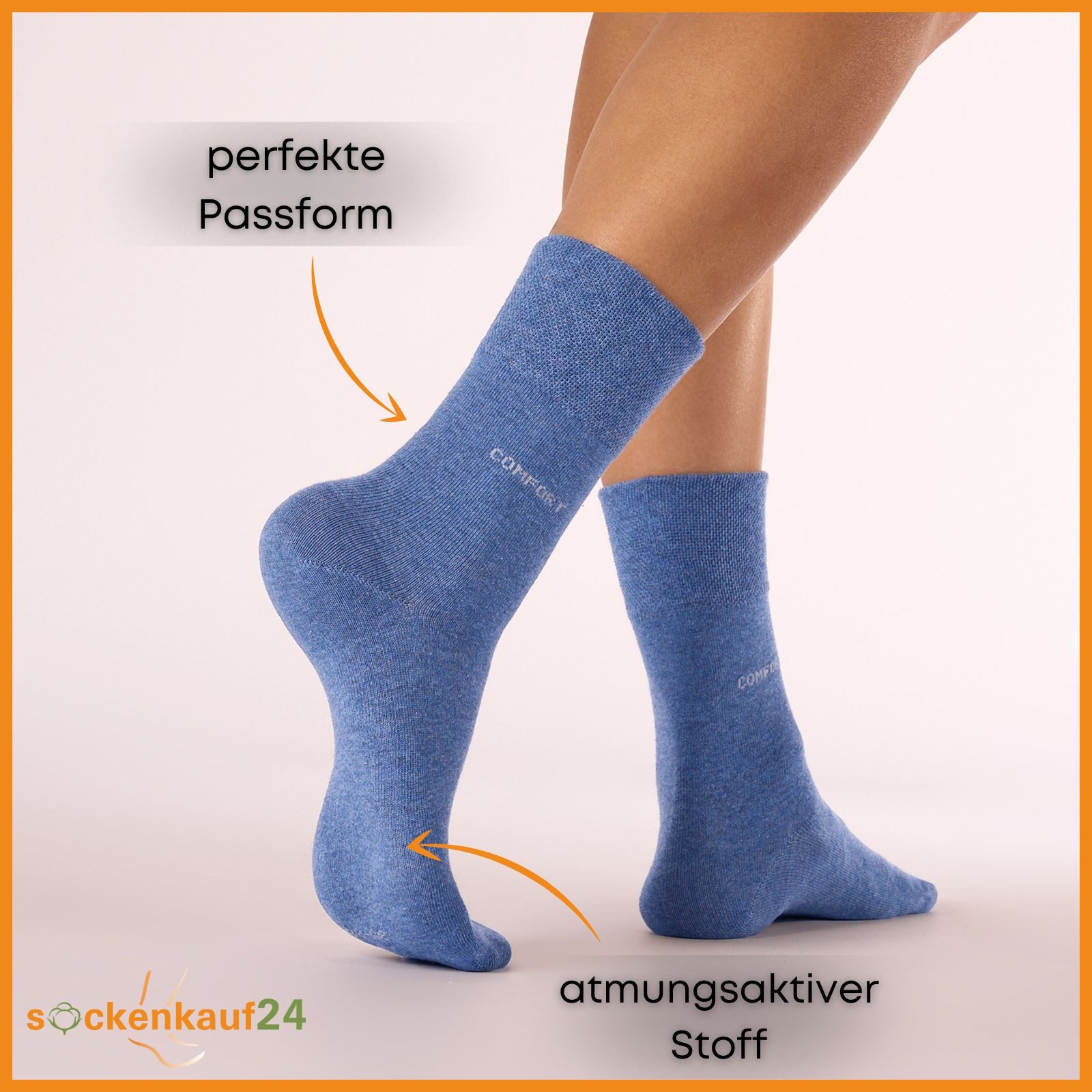 sockenkauf24 Gesundheitssocken Comfort Socken ohne Gummibund & ohne Naht mit Komfortbund (10-Paar) Diabetiker Socken ohne Gummi aus Baumwolle für Damen und Herren