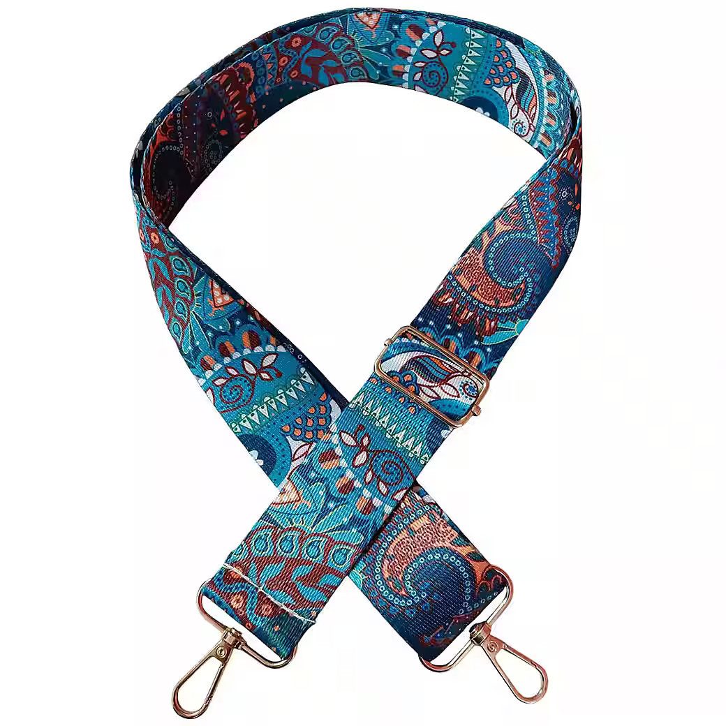 Ware aus aller Welt Schulterriemen Schultergurt für Taschen 3.8 cm breiter Taschengurt (bunt, 1-St., für Handtaschen, Umhängetaschen, Rucksäcke, Sporttaschen) Länge verstellbarer Gurt 75cm-135cm. Karabinerhaken zur Befestigung