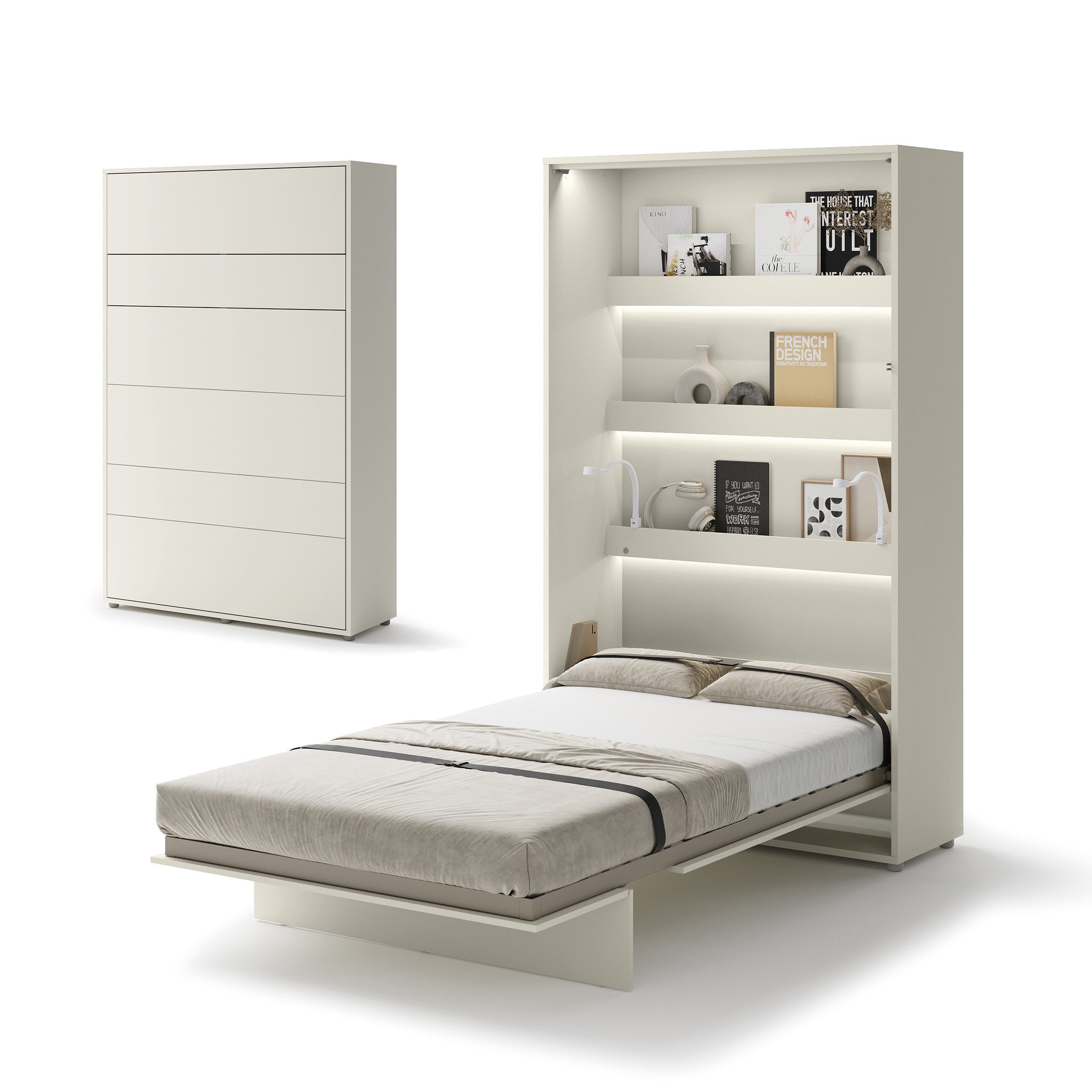 Friderik-EU Schrankbett Vertical Wandklappbett Lenart Bed Concept - inklusive Trageservice Vertikales Wandklappbett mit pneumatischer Hebehilfe, Soft-Close