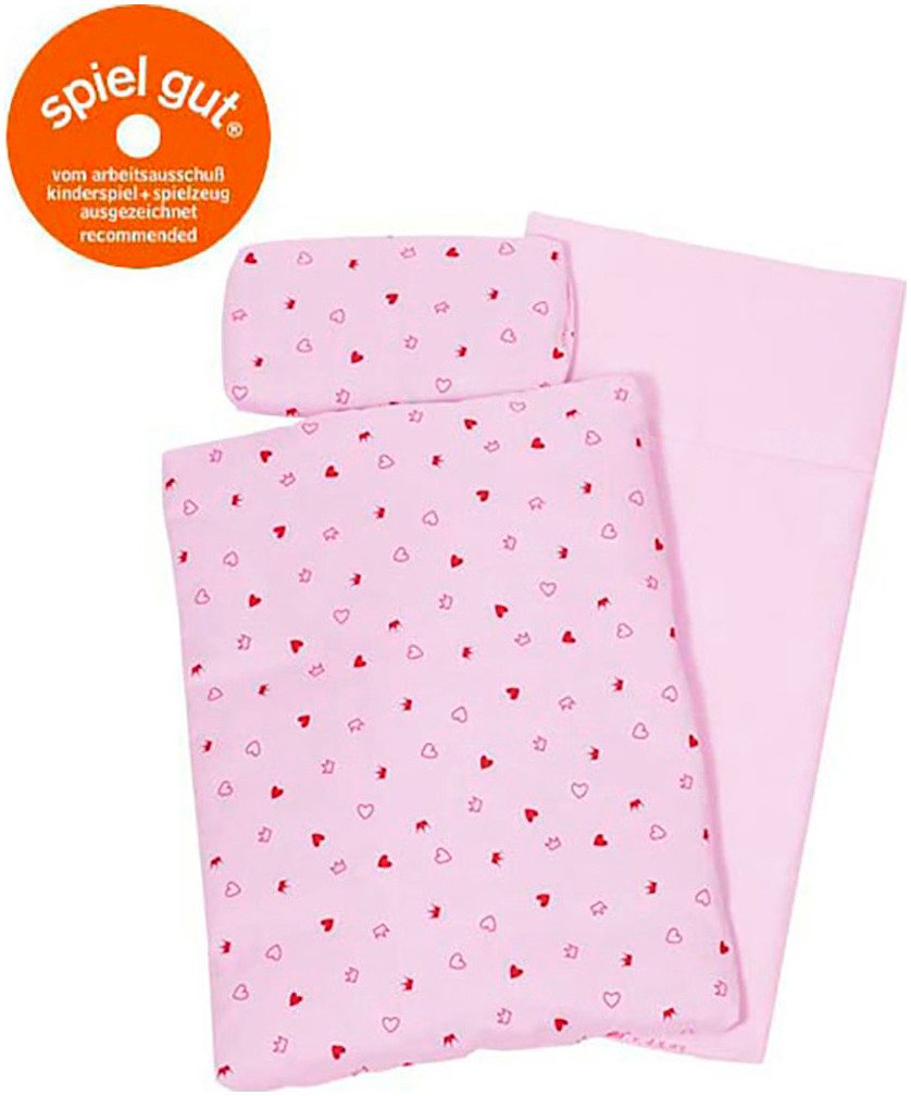 goki Puppen Bettwäsche Puppenbettzeug Herz/Krone, (Set)