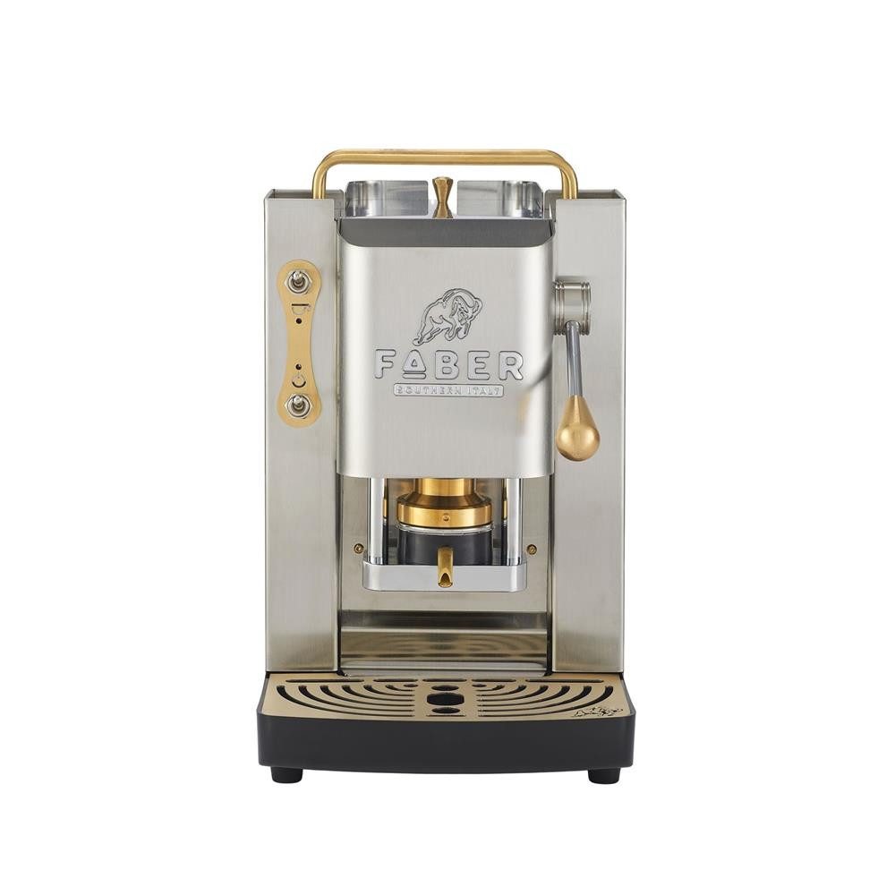 Faber Coffee Machines Espressomaschine Pro Inox Deluxe Matt Satin Kaffeepadmaschine, 44mm ESE Pads, Kompakte und elegante Bauform