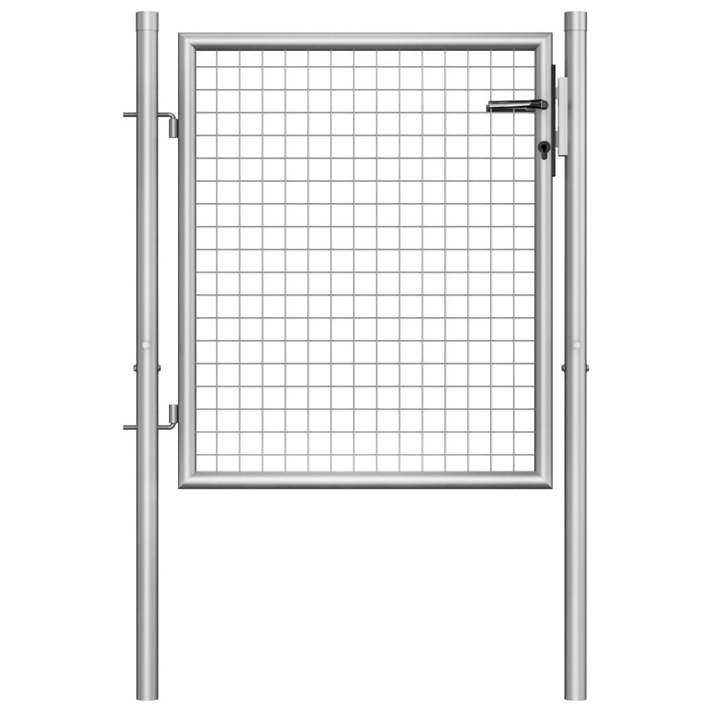 Gartentor 100 x 75 cm Gartentor Verzinkter Stahl 105x125 cm Silbern Schlüssel Za