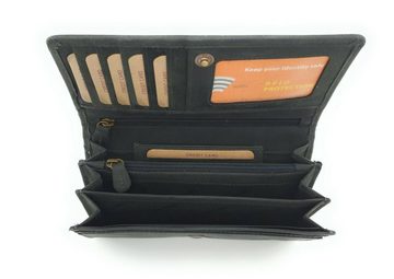 Hill Burry Geldbörse echt Leder Damen Portemonnaie mit RFID Schutz, Reißverschlussmünzfach, handliches Format
