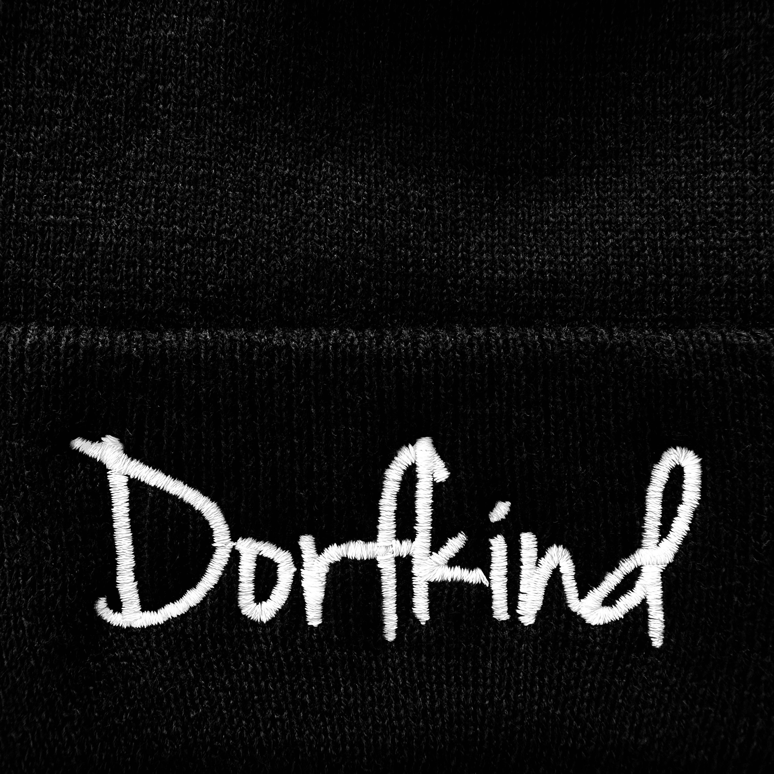 Schnoschi Strickmütze Wintermütze Dorfkind (unisex) bestickt Statement Spruch Streetwear mit breitem Umschlag