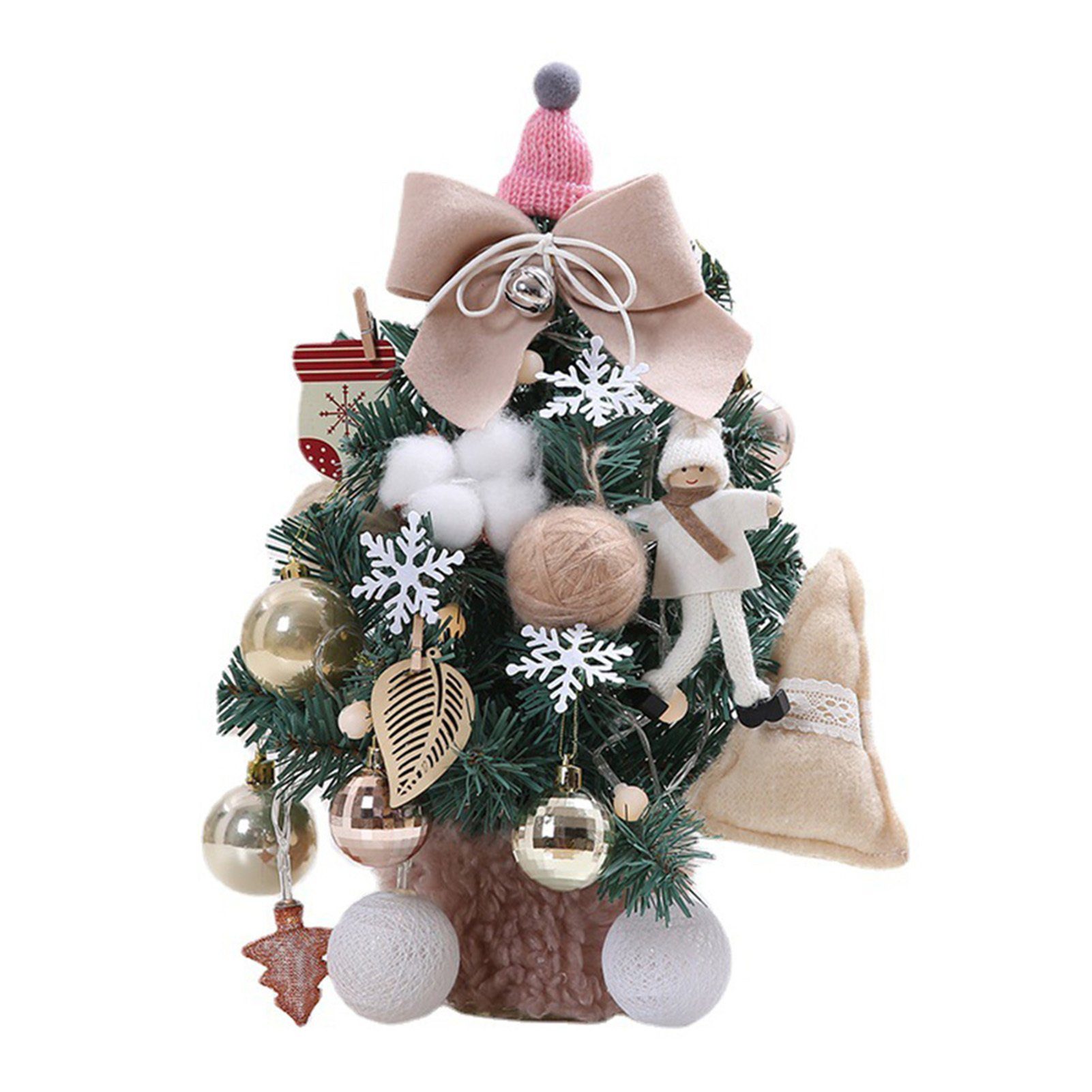 Schöner Mit Künstlicher Weihnachtsbaum 30 Beflockung, Blusmart Cm Desktop-Weihnachtsbaum Weihnachtsbaum beige Künstlicher,