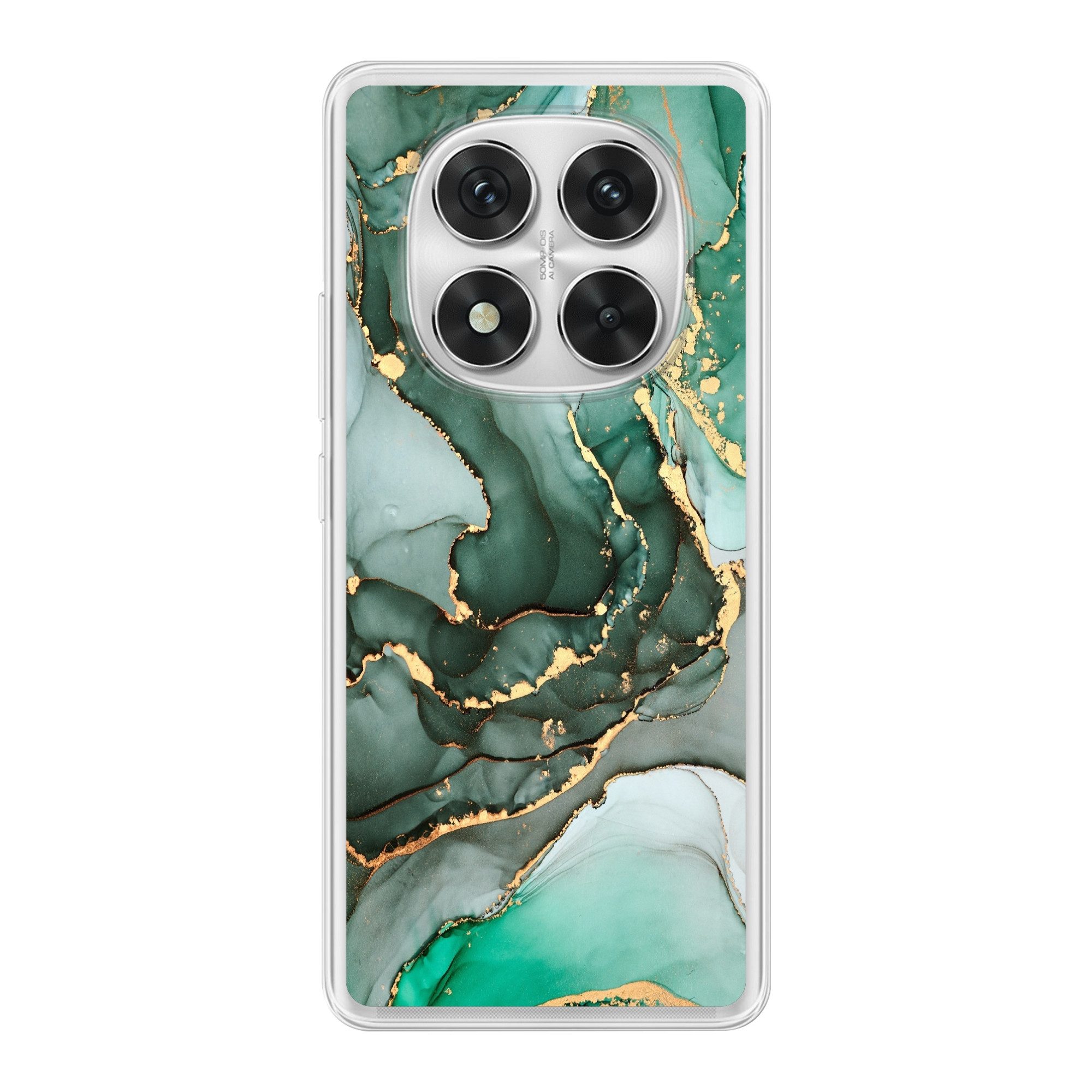 MuchoWow Handyhülle für Xiaomi Redmi Note 14 Pro Gold - Marmor - Grün - Luxus - Marmoropti, Phone Case, Silikon, Schutzhülle Dünn