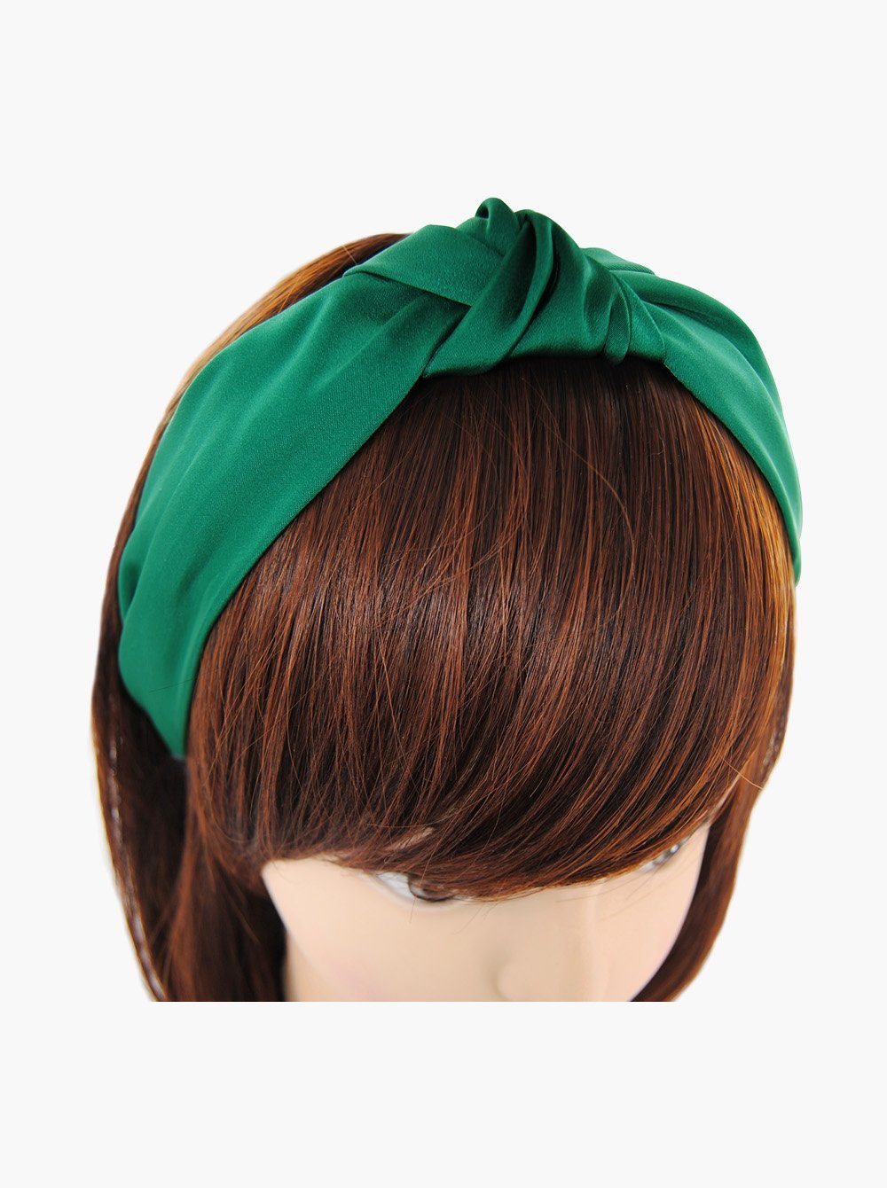 axy Haarreif Haarband Damen Vintage Breiter Haareifen Haarreif Satin und Knoten bezogen, Grün mit