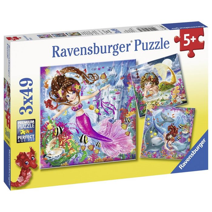 Ravensburger Puzzle 3 X 49 Teile Kinder Puzzle Bezaubernde Meerjungfrauen 08063 49 Puzzleteile
