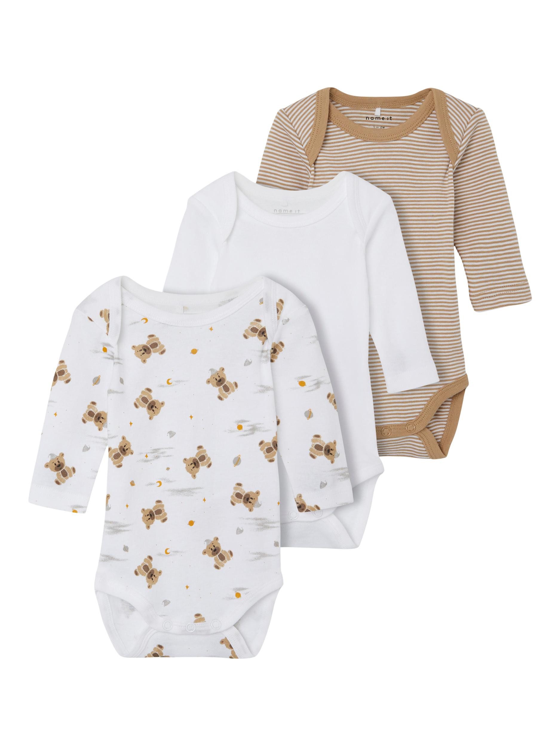 Langarmbody Baby Teddy Motiv im 3er Pack