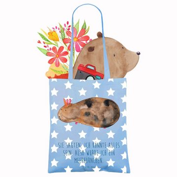 Mr. & Mrs. Panda Tragetasche Einhorn Meerschweinchen - Sky Blue - Geschenk, Einkaufstasche, Meerhö (1-tlg), Lange Tragegriffe
