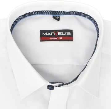 MARVELIS Kurzarmhemd Kurzarmhemd - Body Fit - Einfarbig - Weiß