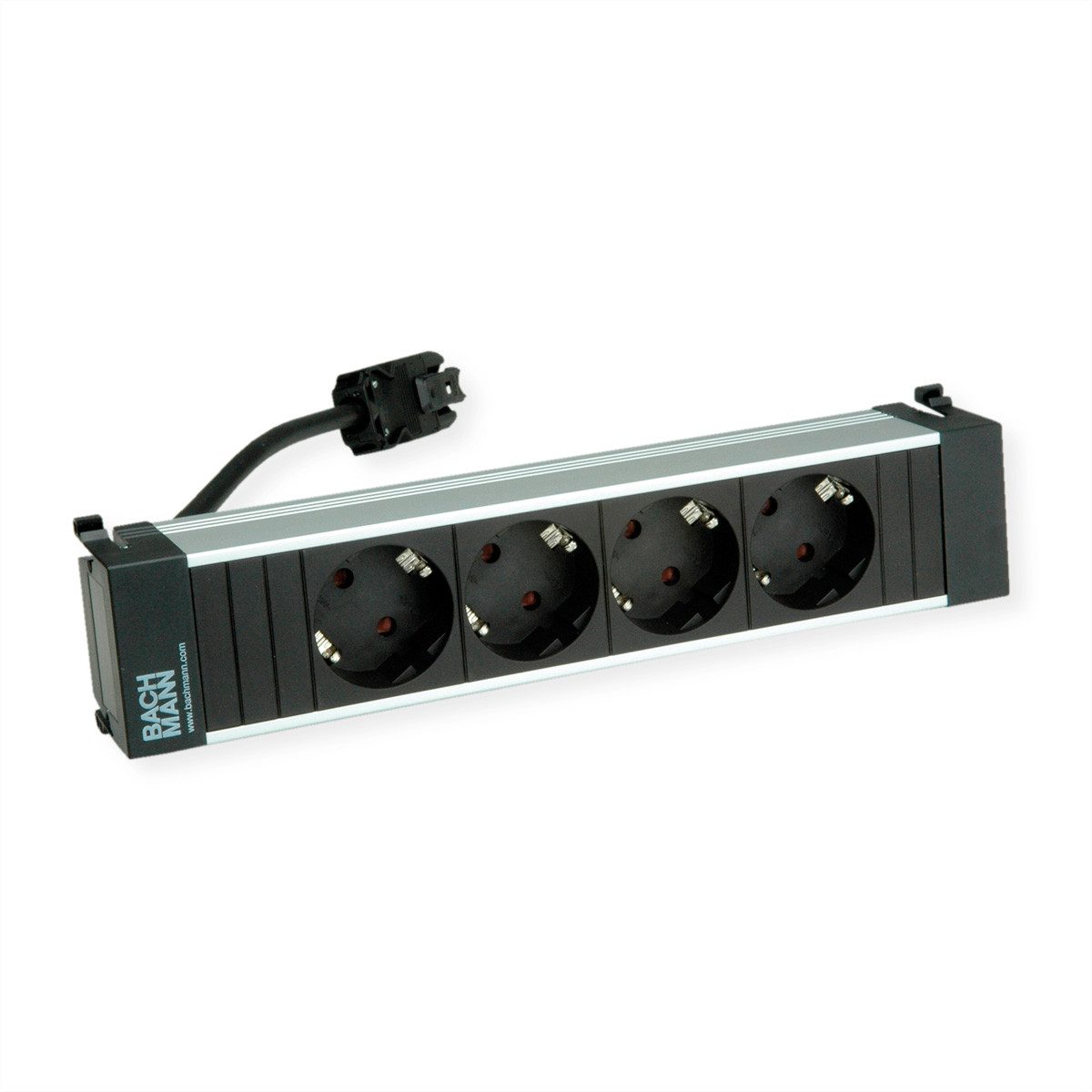 Bachmann POWER FRAME 4xCEE7/3 ALU 0,20m 3G1,5mm² sw GST18 Einbau-Tischsteckdosenleiste, 916.054
