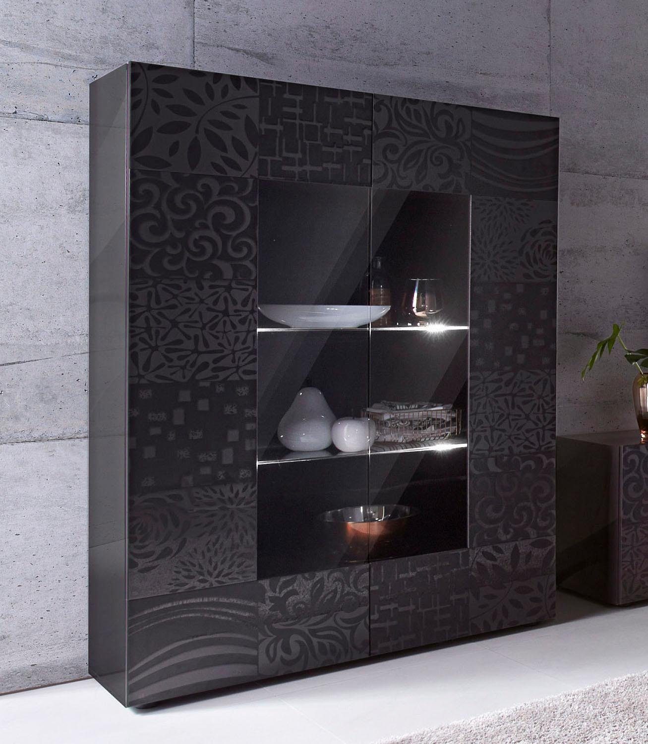 Home affaire Vitrine Miro Stauraumvitrine, Höhe 166 cm mit dekorativem Siebdruck – Bild 2 von 5