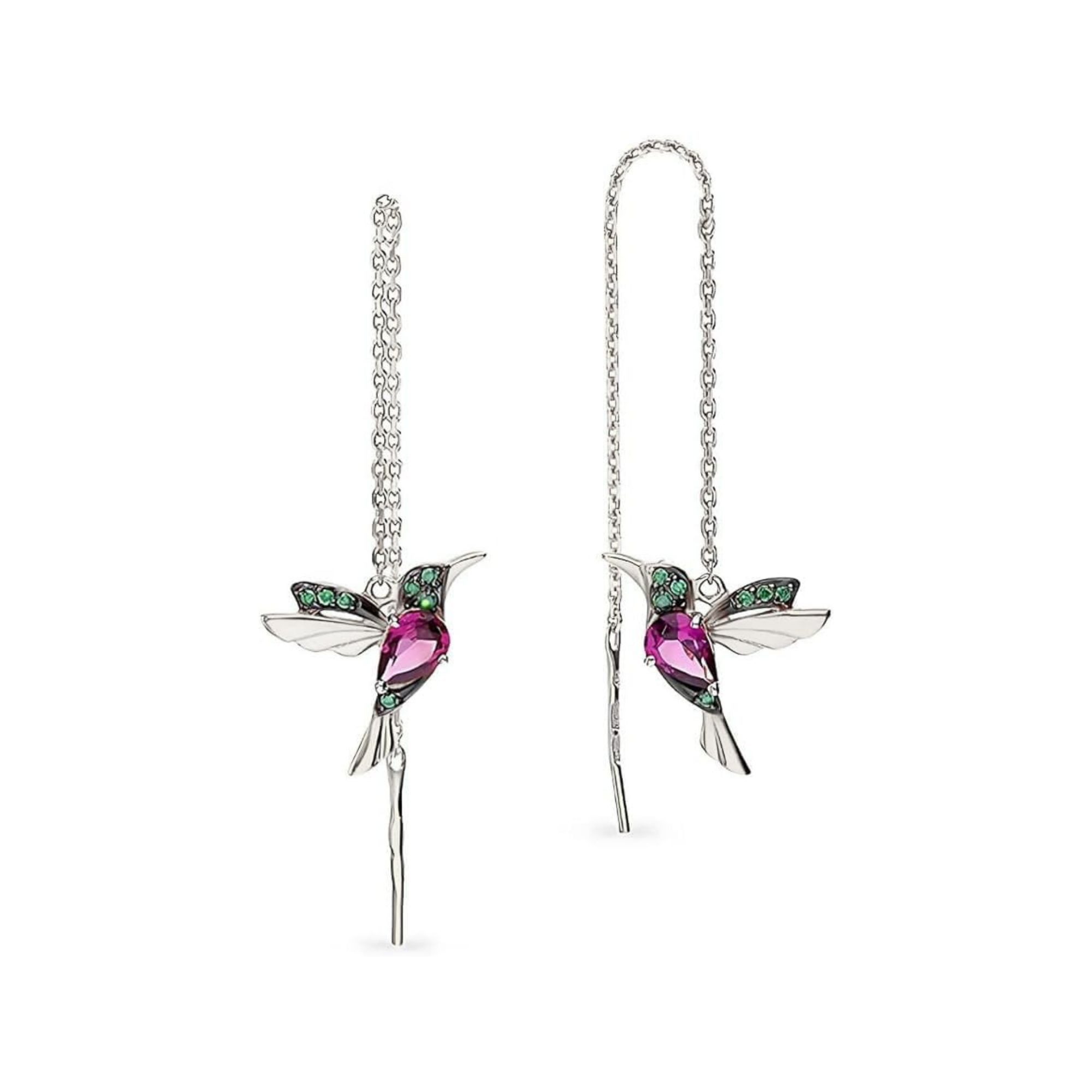 Einzelstück Paar Ohrhänger Kolibri Ohrhänger 925 Sterling Silber