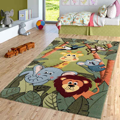 Kinderteppich Kinderzimmer Teppich Dschungel Zoo Tiere Giraffe, TT Home, rechteckig, Höhe: 16 mm