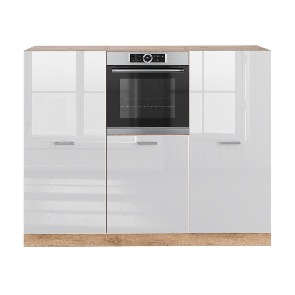 Vicco Küchenzeile R-Line, Weiß Hochglanz/Goldkraft Eiche, 180cm ohne Arbeitsplatte