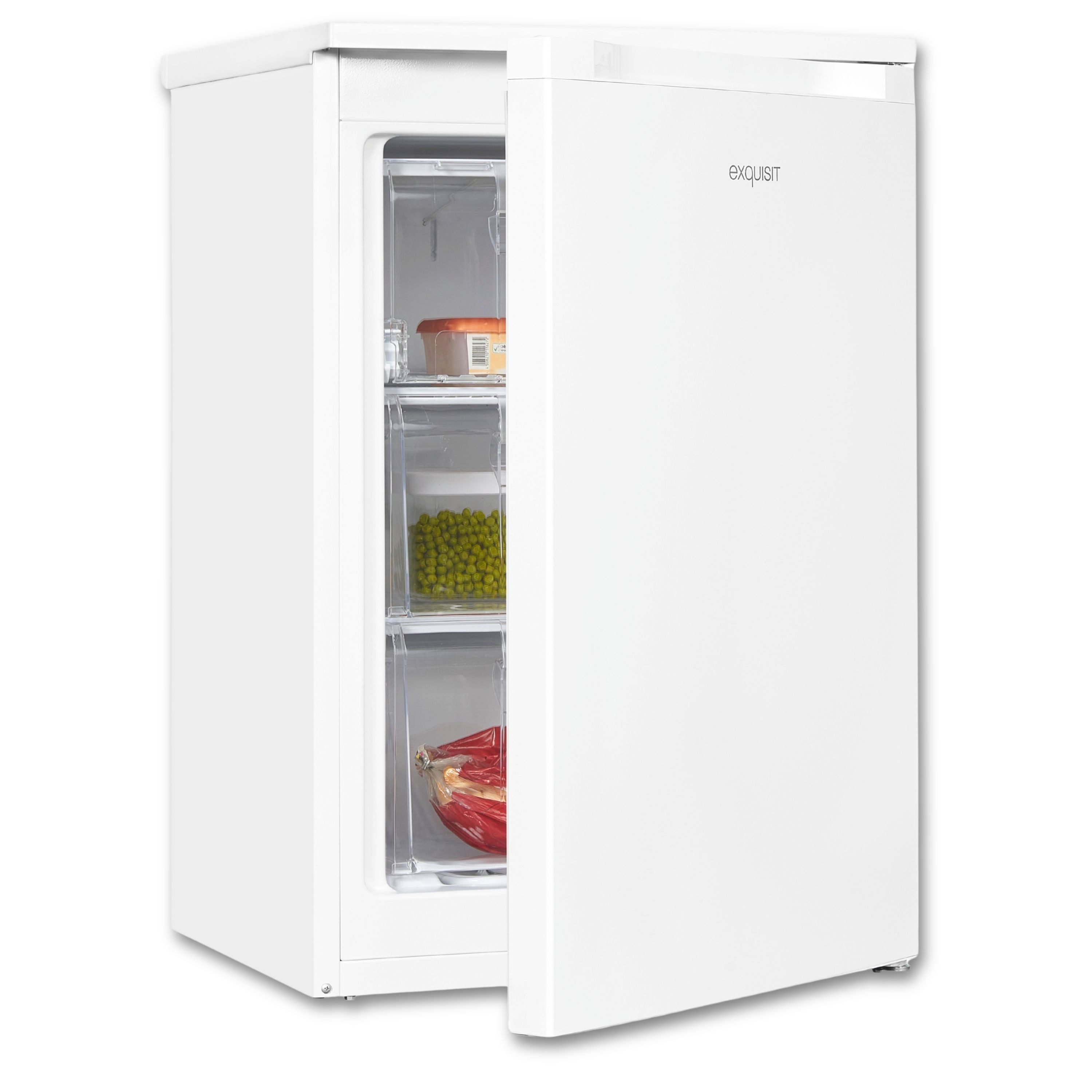 exquisit Gefrierschrank GS81-050C weiss, 84.5 cm hoch, 54.9 cm breit, wechselbarer Türanschlag, No-Frost, 85 Liter Nutzinhalt