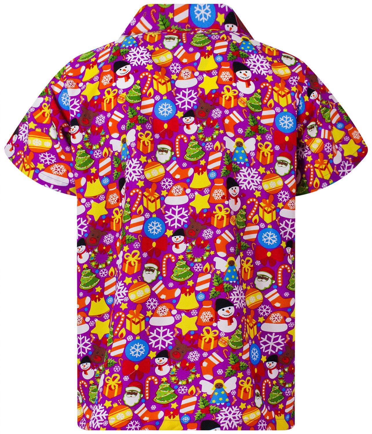 King Kameha Hawaiihemd Christmas Allover Funky Hawaii-Hemd Kurzarm Front-Tasche Unisex