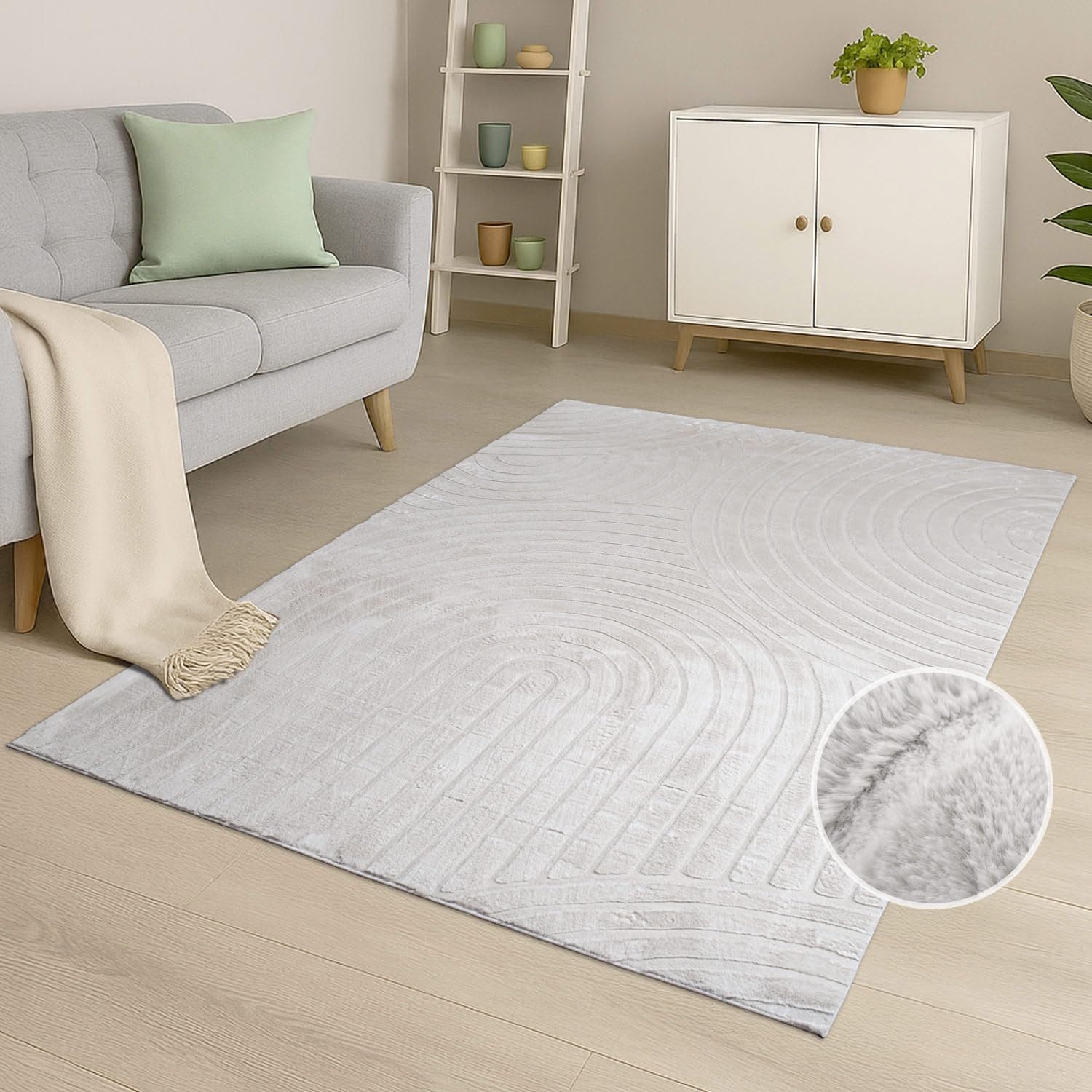 Carpet City Teppich WAVES 501, rechteckig, Höhe: 12 mm, Kurzflor, Hochtief-Muster/ 3D-Effekt, Uni, Wohnzimmer, Schlafzimmer