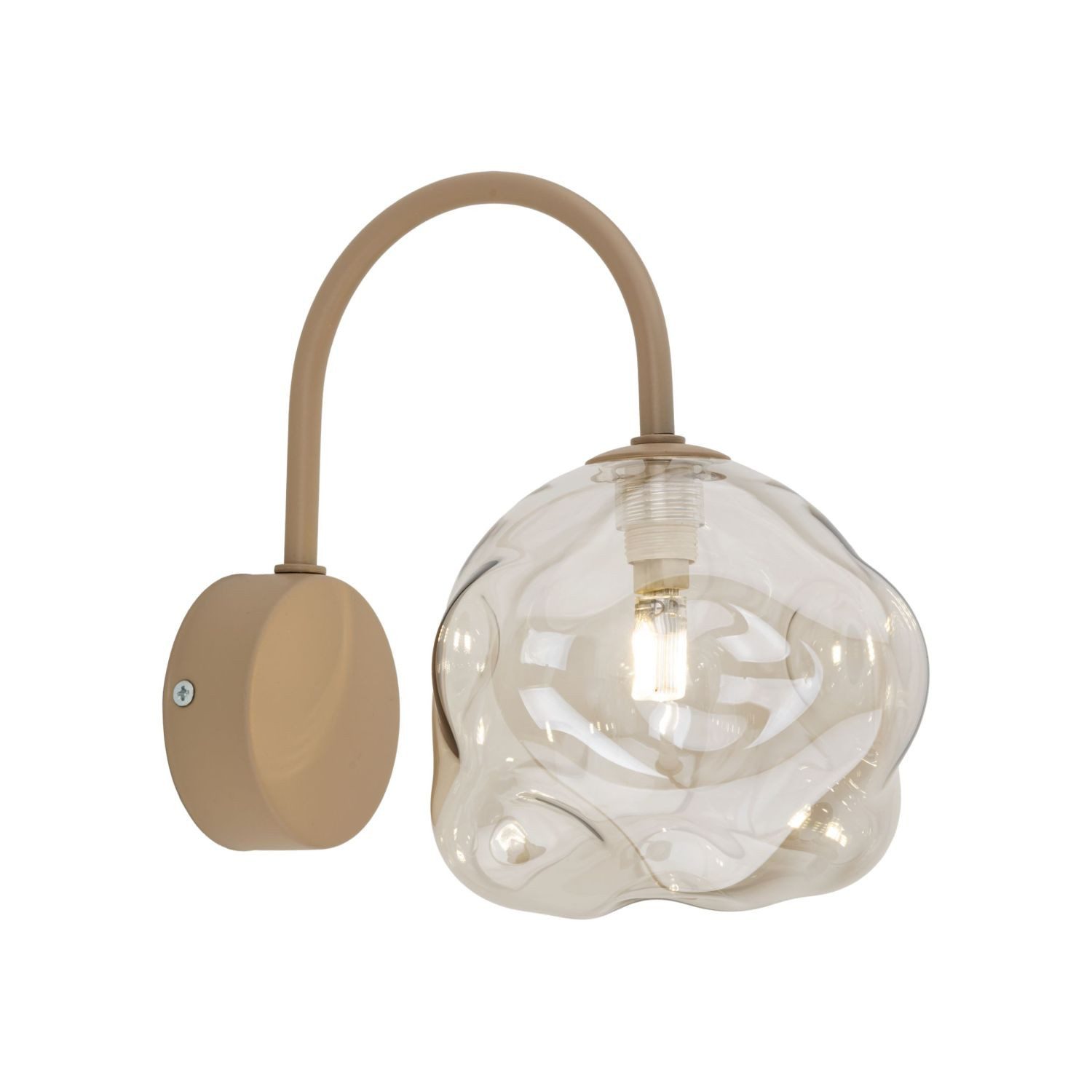 Licht-Erlebnisse Wandleuchte UMERA, ohne Leuchtmittel, Rauchglas Metall G9 21 cm hoch Beige Cognac Modern Wandlampe