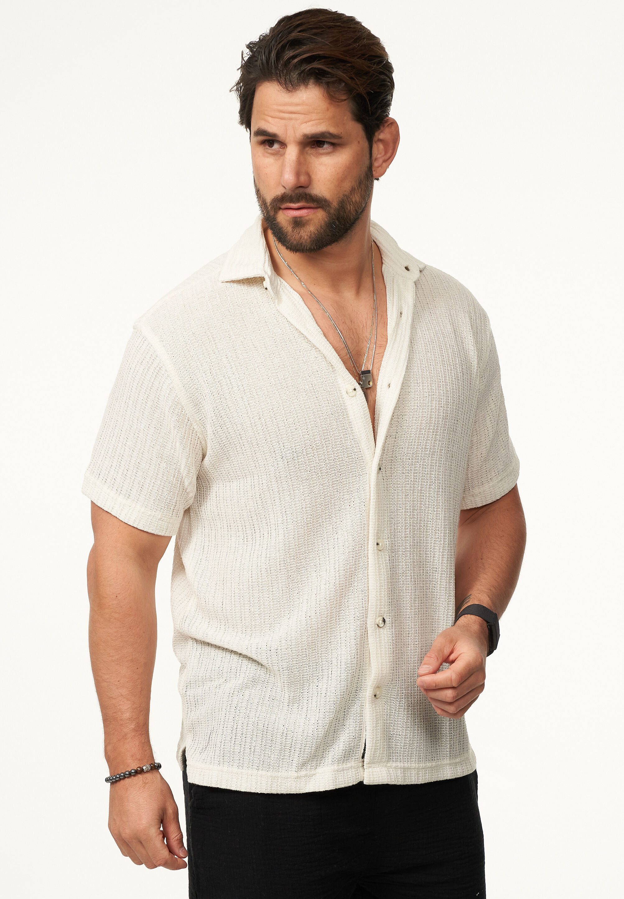 CARISMA Kurzarmhemd im Vintage Summer-Look als Strickhemd Herren Kurzarm Strick Polo-Hemd T-Shirt im lockeren Retro-Stil – Bild 2 von 5