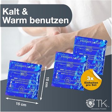 TK Gruppe Kalt-Warm-Kompresse 3er Set Kühlakku Kühlpads Kompresse Gelkissen blau, 3er Set 3-tlg., 3x 15cm x 15cm, Mikrowelle geeignet / Wiederverwendbar