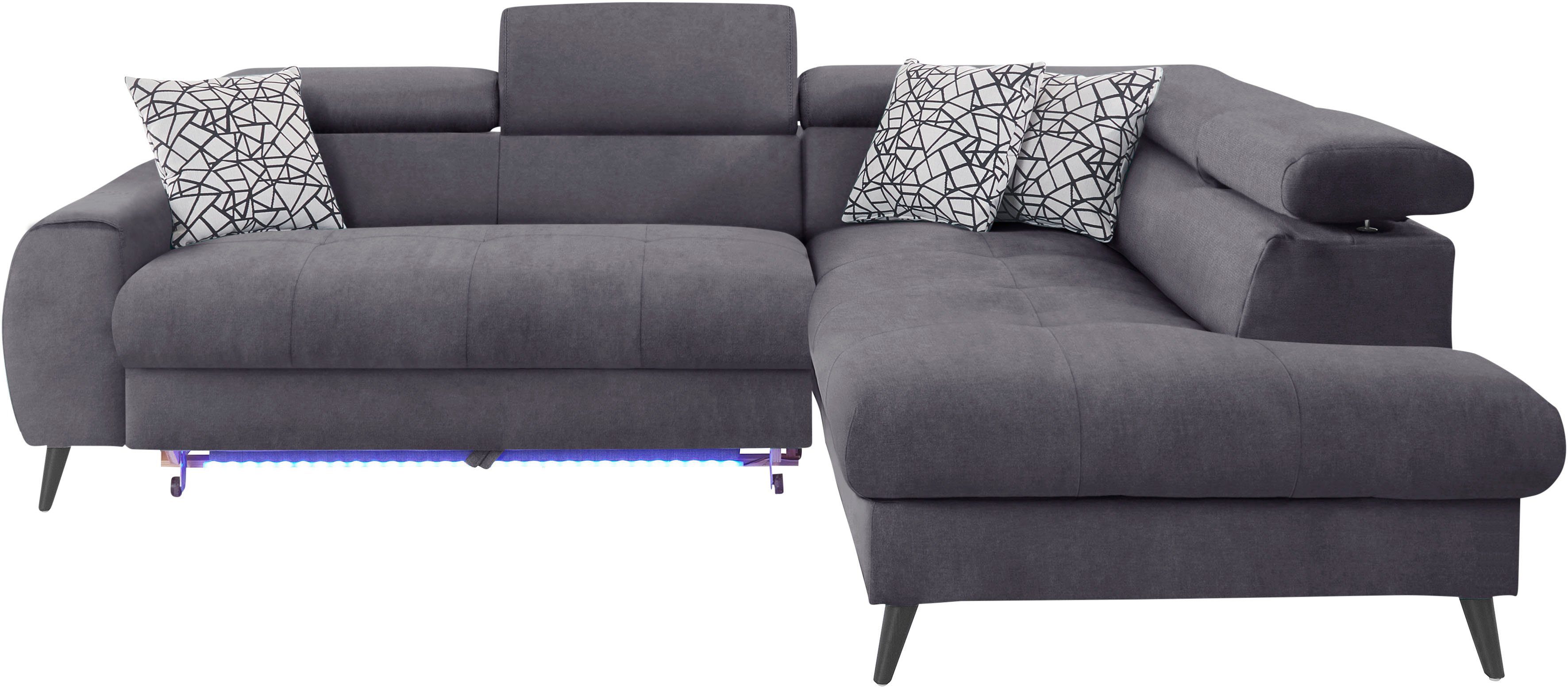 COTTA Ecksofa "Mia L-Form mit 3 Zierkissen", wahlweise mit Bettfunktion, Be günstig online kaufen