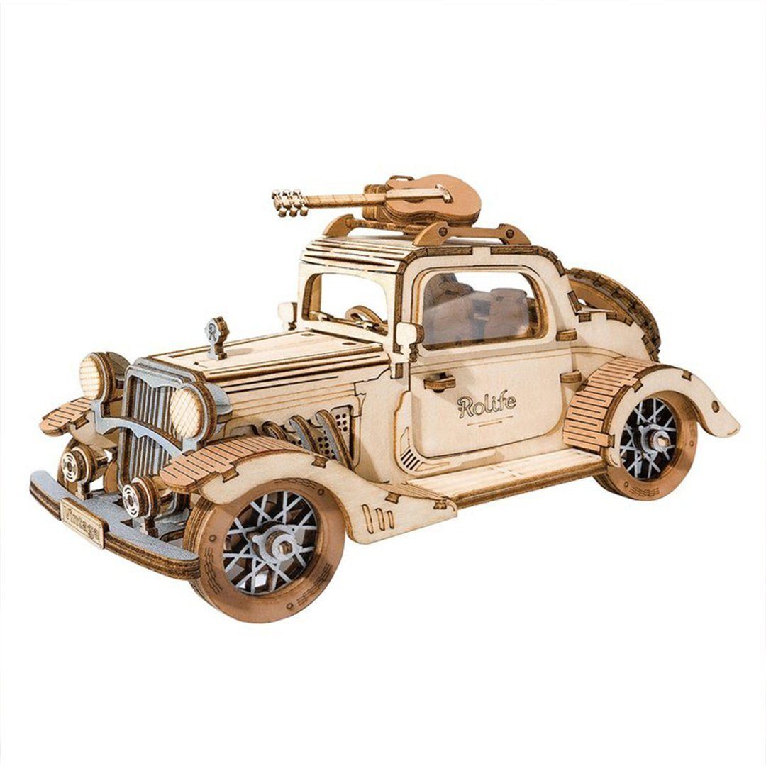 ROKR ROLIFE 3D-Puzzle Rolife Vintage Car 3D Wooden Puzzle TG504, 164 Puzzleteile, Holzbausatz zum Selberbauen