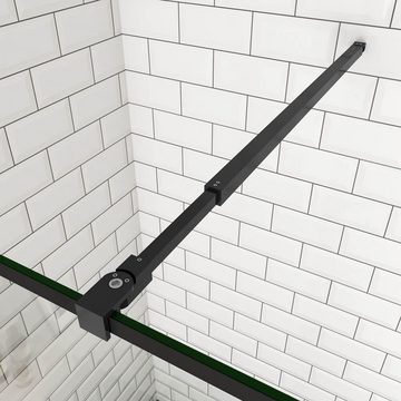 duschspa Duschwand Schwarz Walk in Dusche Duschwand Trennwand 8mm ESG Glaswand, Einscheibensicherheitsglas, Sicherheitsglas, (Set), Glas, Nano Glas