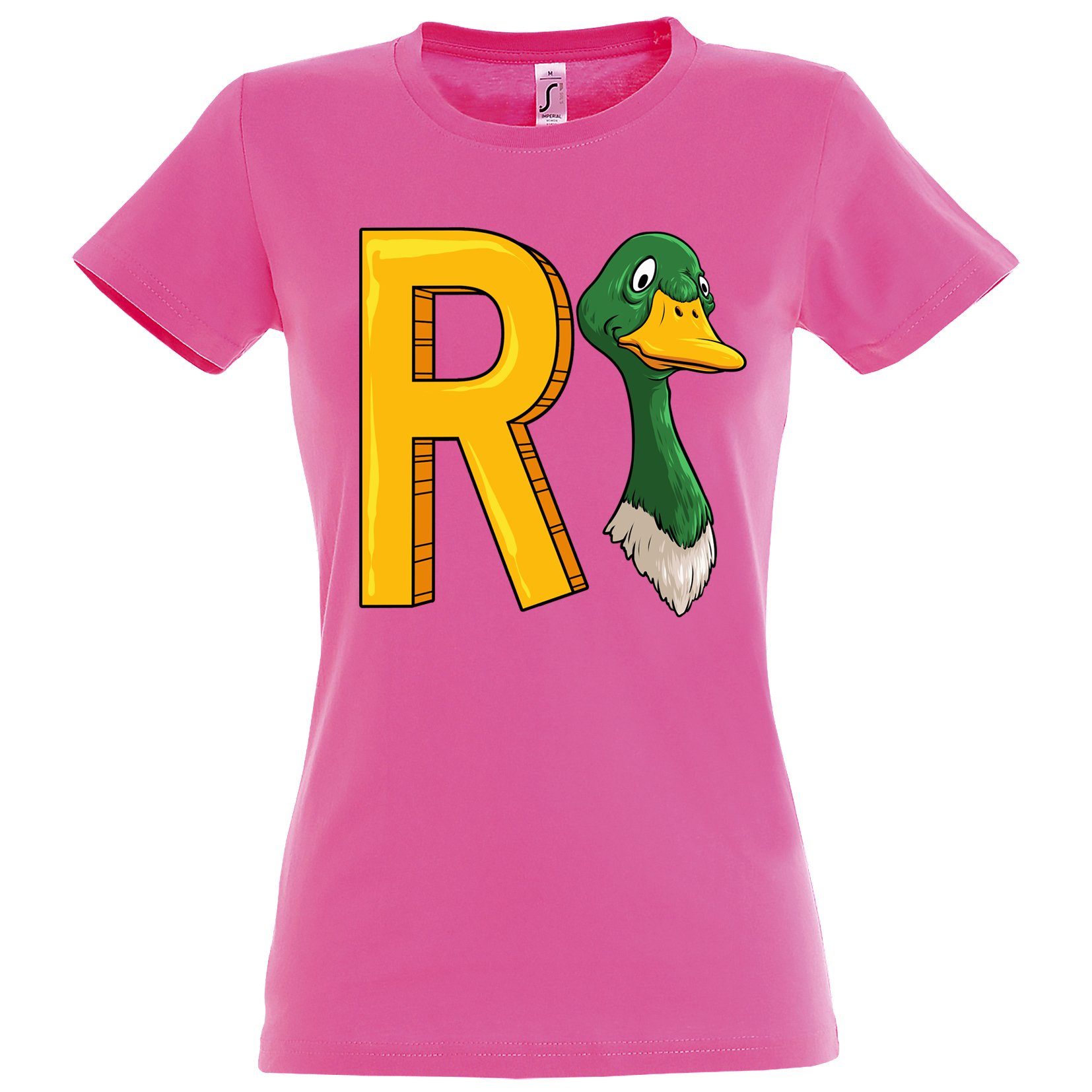 Damen Rente T-Shirt Aufdruck Youth Print lustigem Designz Spruch Rosa mit T-Shirt Rentner Ente