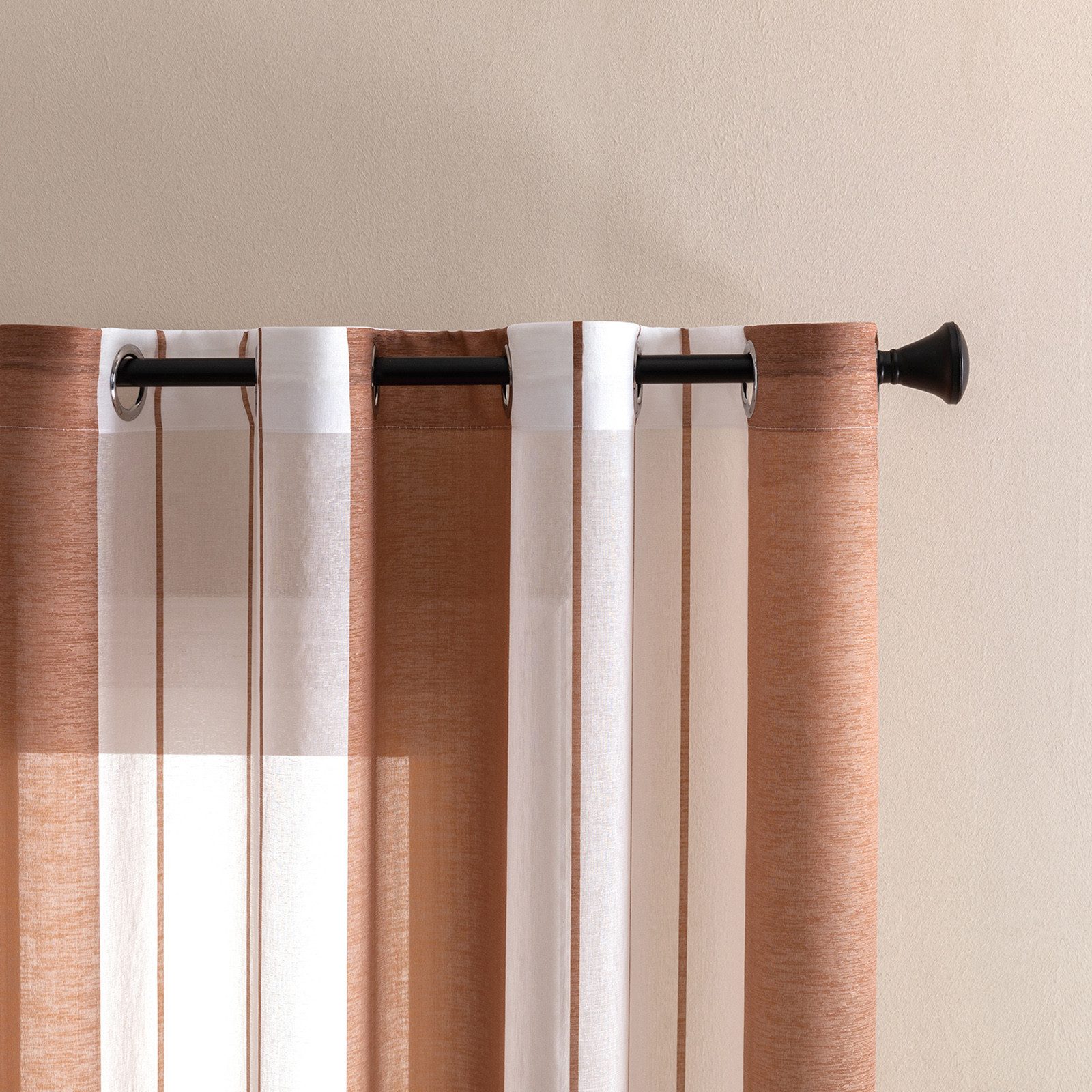 Qelus Vorhang Moderne Streifen-Voilegardinen, 2er-Set, Lichtdurchlässig & Elegant, Semi-Transparent, Mit Ösen, 3 Farben, Für Wohnzimmer & Schlafzimmer – Bild 4 von 5