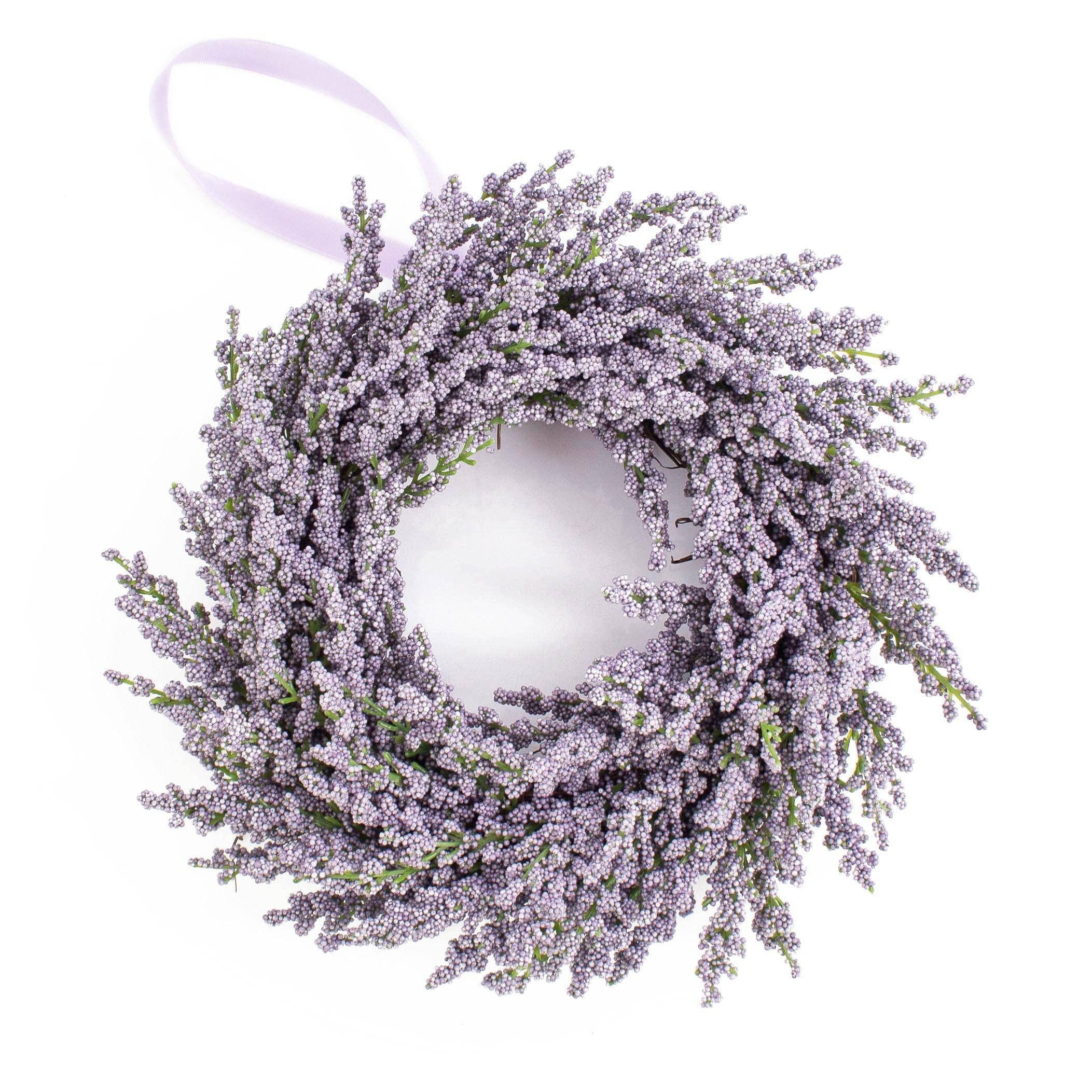 Kunstkranz Deko Lavendelkranz auf Rattan, violett, Ø 25cm - Künstlicher Kranz Lavendel, artplants, Höhe 7.0 cm