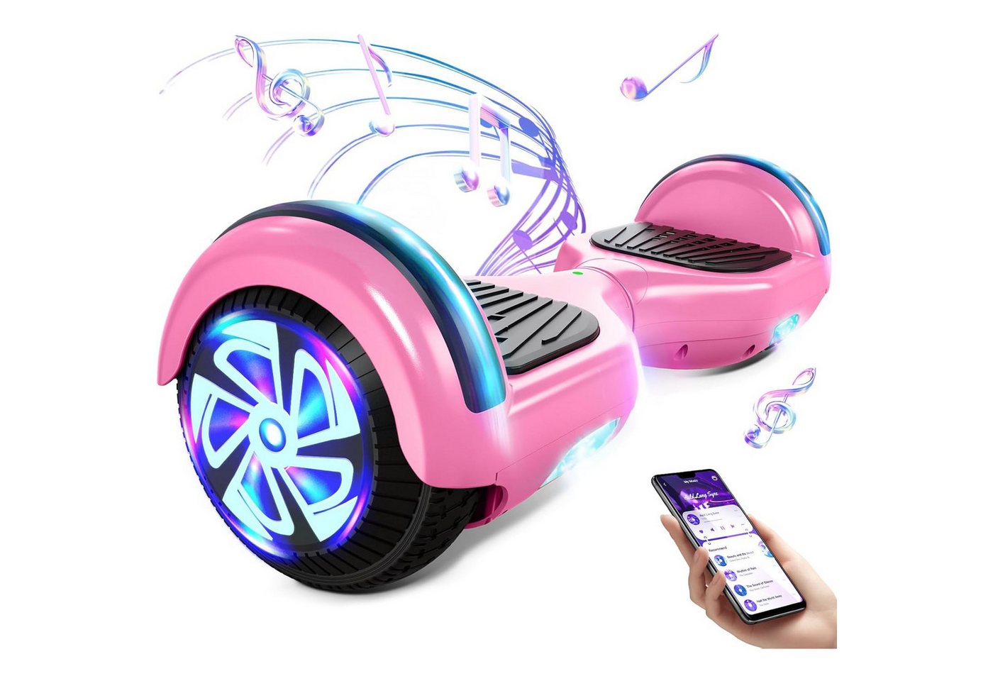 SISIGAD Balance Scooter 6,5 Zoll Dualmotorräder, Hoverboard mit LED-Licht, Smart Bluetooth, 10 km/h, Hoverboard mit LED Lichter Bluetooth,Geschenk für Kinder