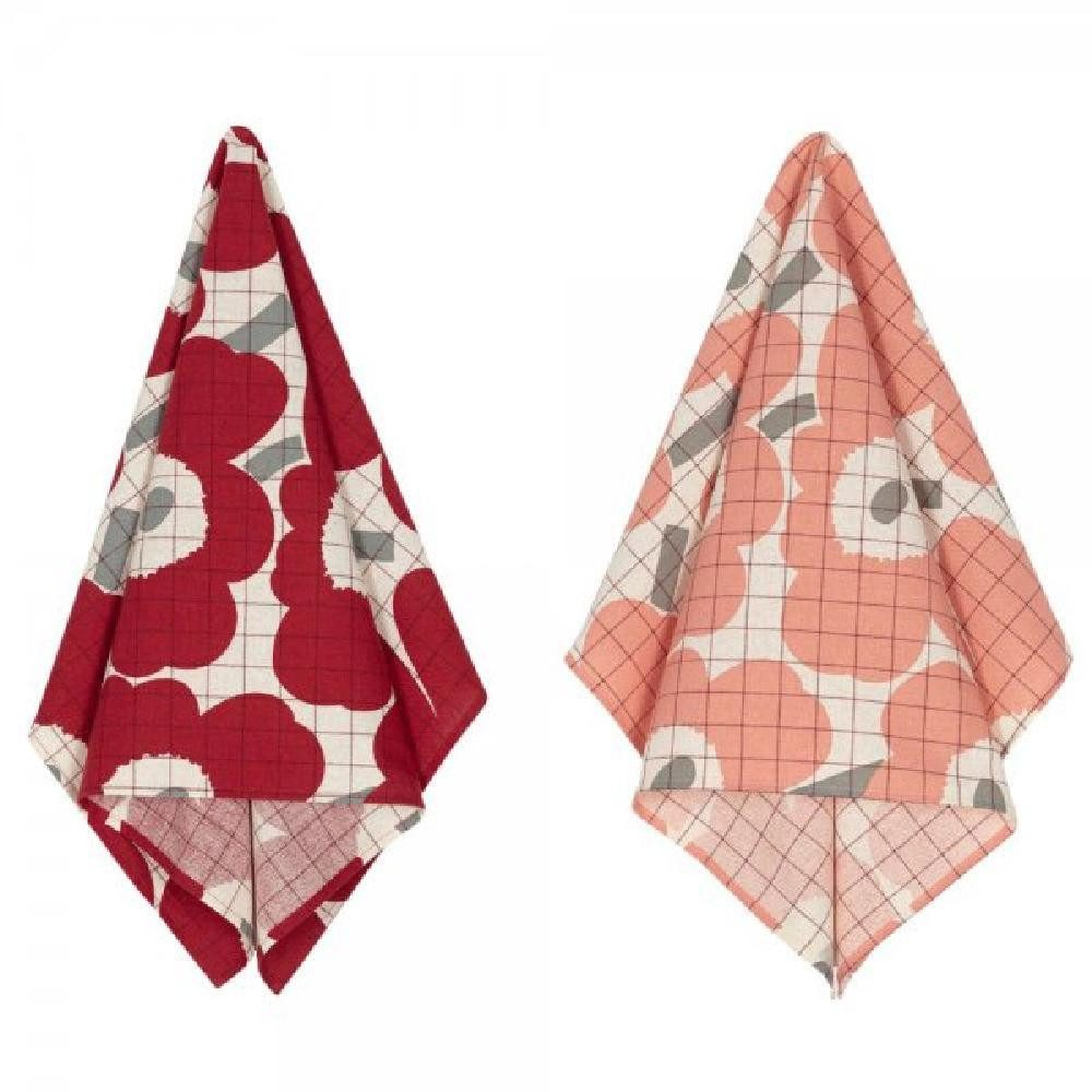 Marimekko Geschirrtuch Geschirrtücher Pieni Unikko Rose Grey (43x70cm) (2-teilig)