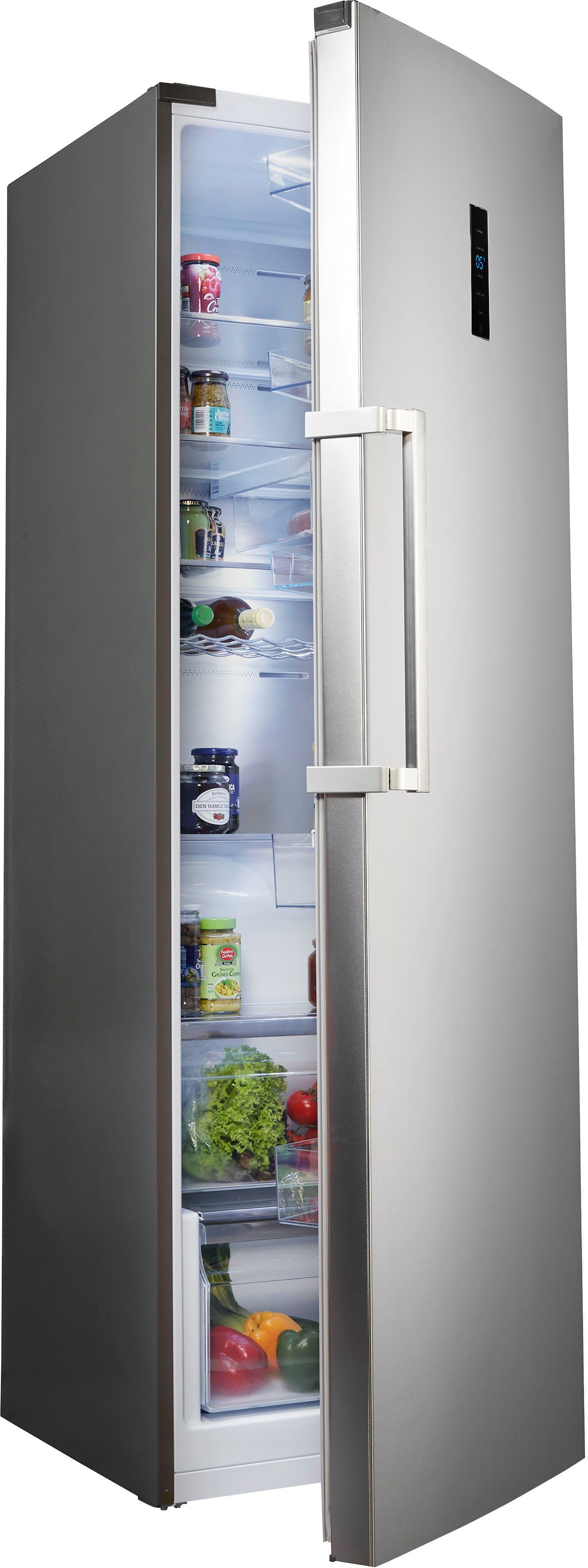 Kühlschrank 185,5 hoch, Türalarm Display, 59,5 cm FreshZone, Hanseatic cm breit, NoFrost, HKS18560DEI, Schnellkühlfunktion,