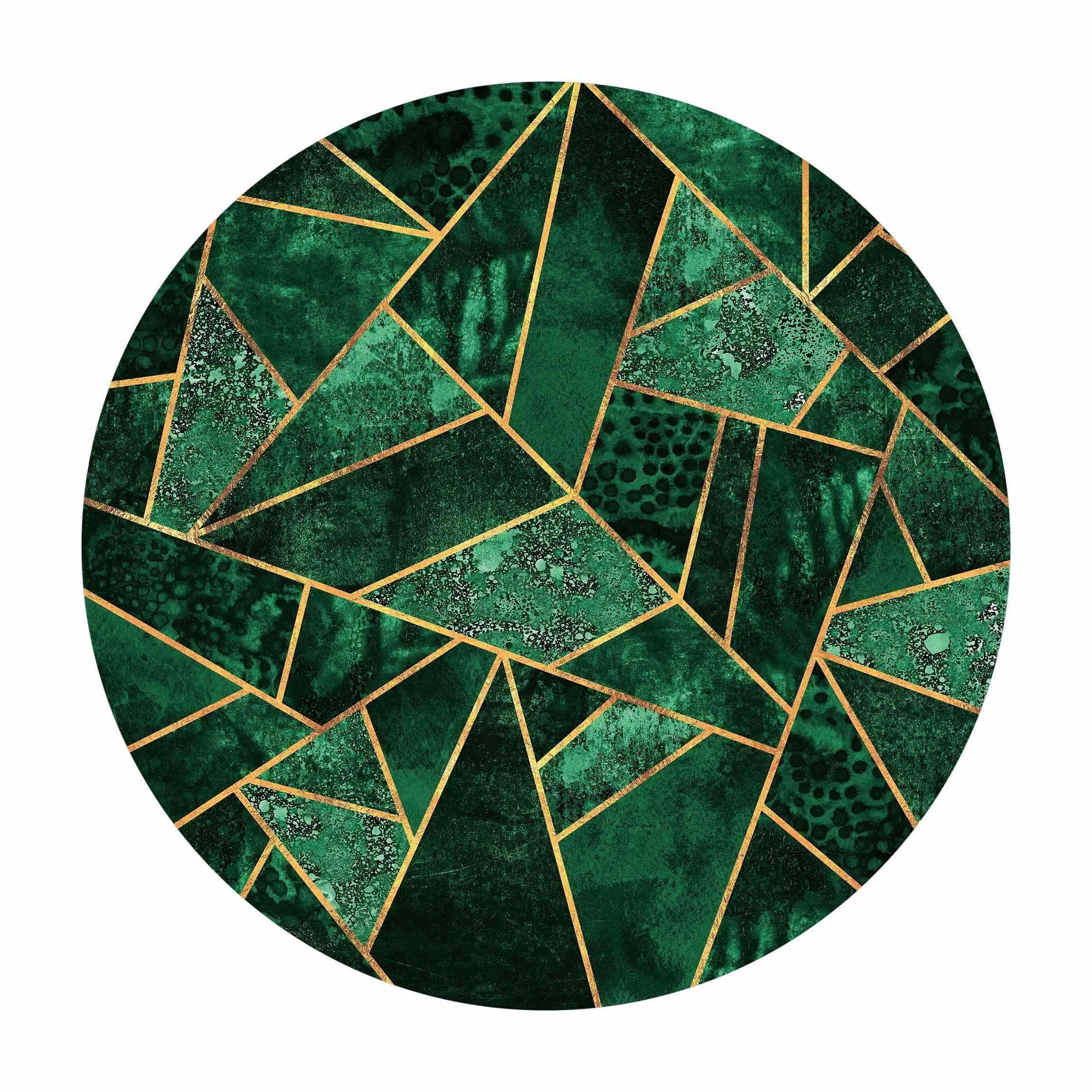 Bilderdepot24 Teppich Vinyl Wohnzimmer Schlafzimmer Flur Küche Muster Abstrakt, rund - grün glatt, nass wischbar (Küche, Tierhaare) - Saugroboter & Bodenheizung geeignet