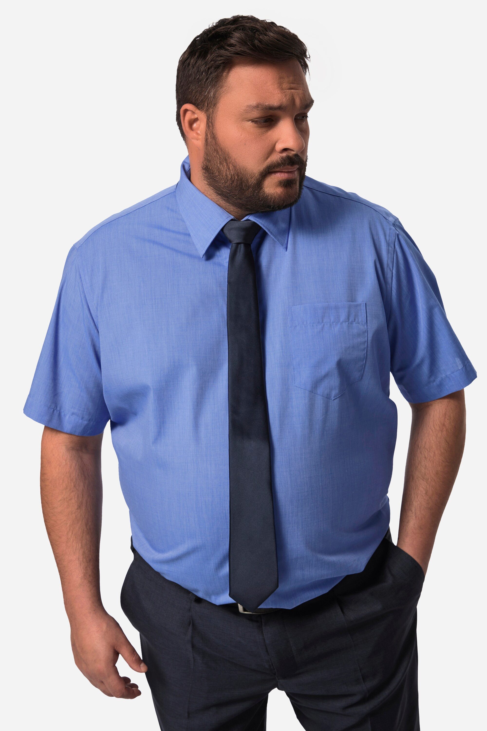 Men Plus Kurzarmhemd Men+ Businesshemd Halbarm Easy Care Vario-Kragen