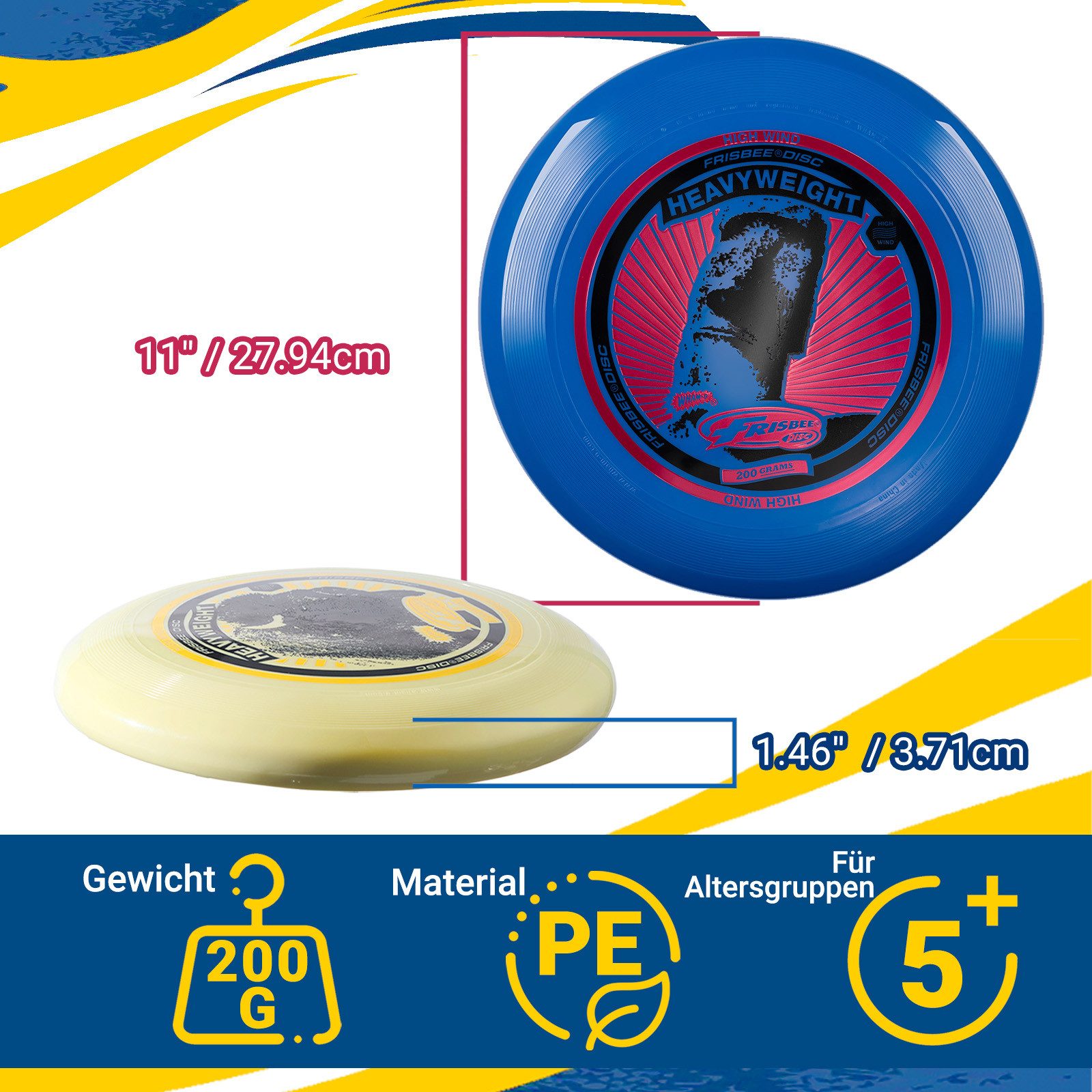 Frisbee Wurfscheibe Wham-O Frisbee Heavyweight 200g Flying Disc, für Outdoor-Aktivitäten - (2-St)