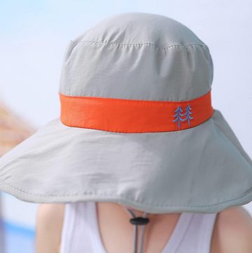Jioson Sonnenhut Kinder-Sonnenhut mit Nackenklappe Einstellbare grau (UV Schutz Sonnenschutz atmungsaktivem, 1-St., 1-st) große Krempe Strand Angeln Hut für Kinder