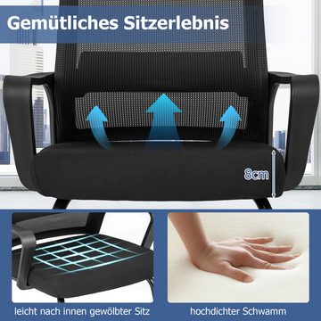 COSTWAY Bürostuhl, mit Armlehne & Lendenwirbelstütze, bis 110 kg, 62x59x94cm
