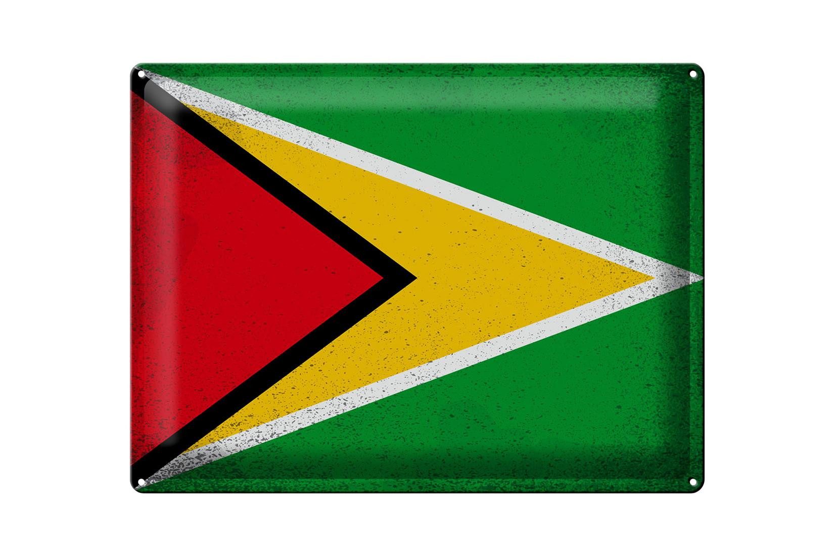 Metallschild Flagge Guyana 40x30cm Flag of Guyana Vintage