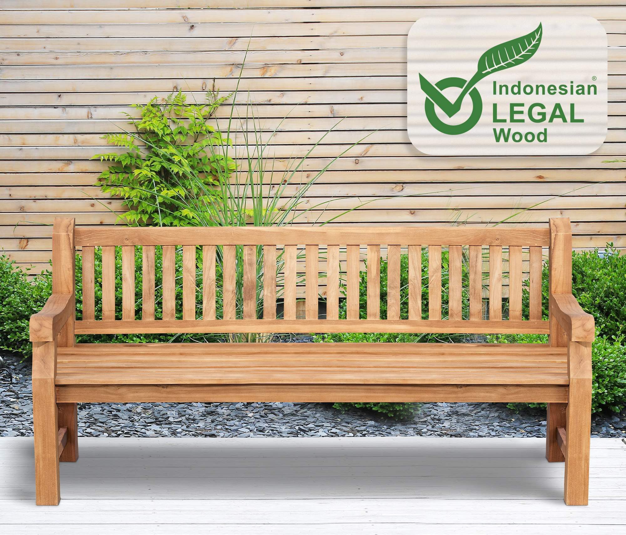 CLP Gartenbank Teakbank Jackson V2, aus wetterfestem Teakholz, mit Rückenlehne