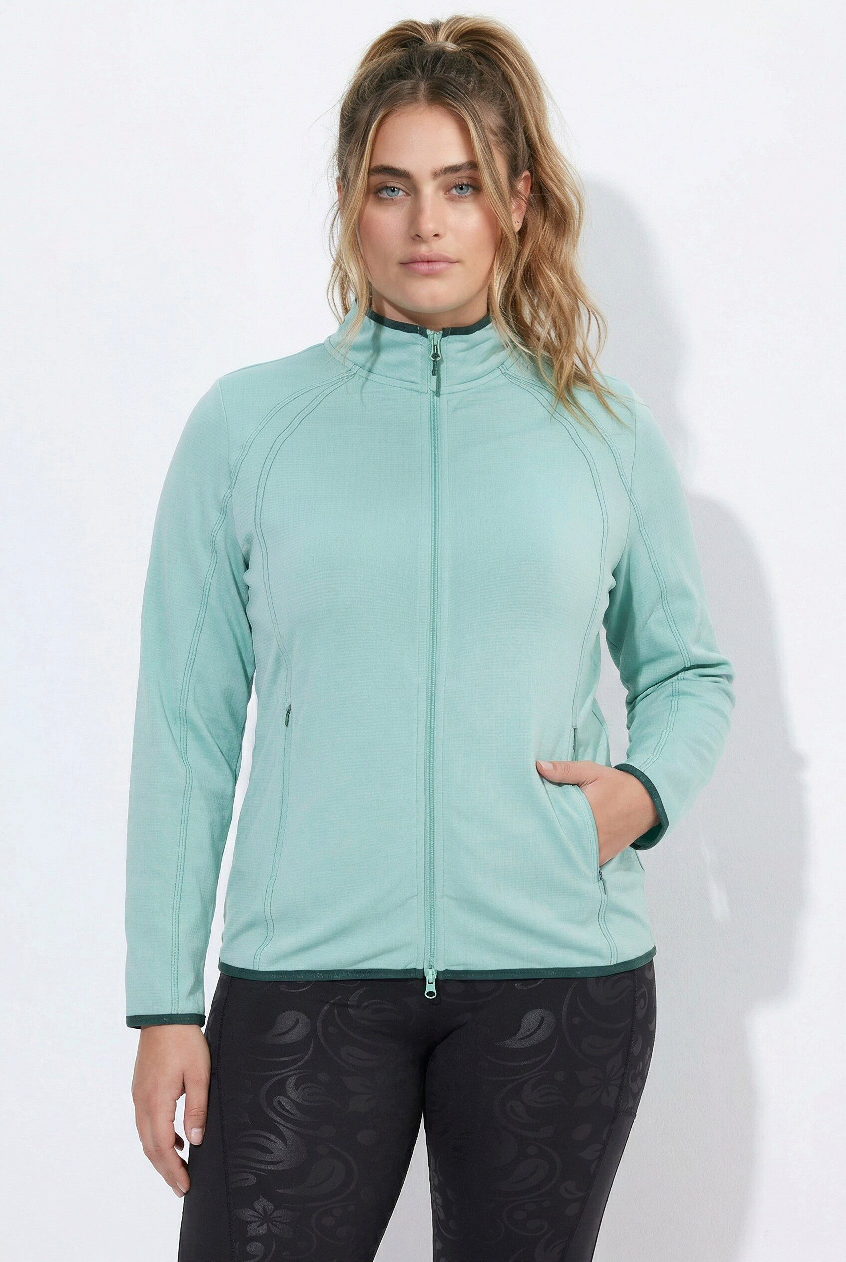 Sweatjacke Funktions-Sweatjacke Stehkragen Langarm recycelt