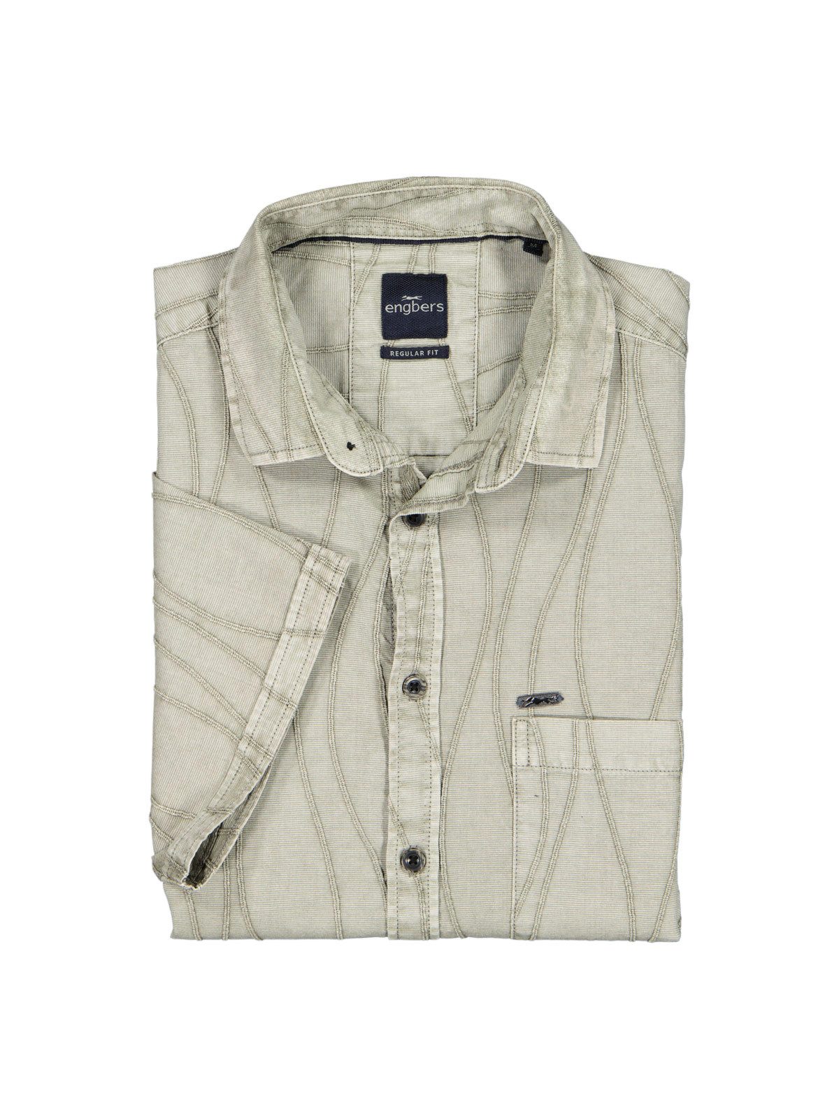 Engbers Kurzarmhemd Herren Kurzarm-Hemd mit Struktur und Comfort-Stretch, Khaki