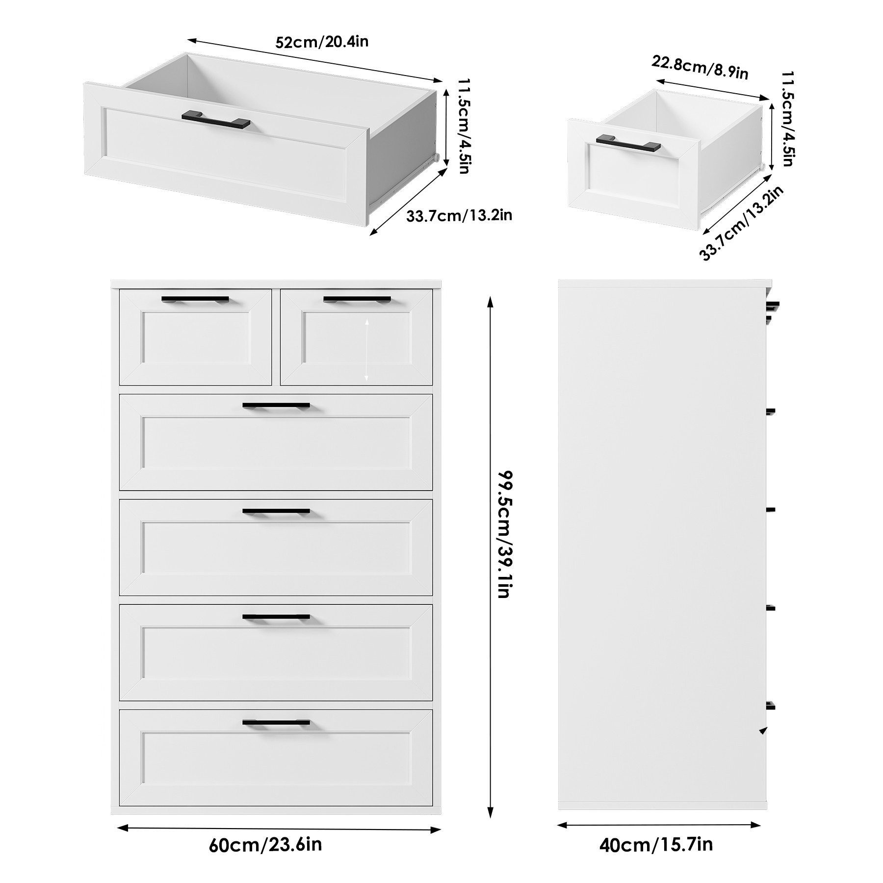 HOMECHO Kommode, Weiß Schlafzimmer Kommode mit 6 Schubladen Hoch Sideboard