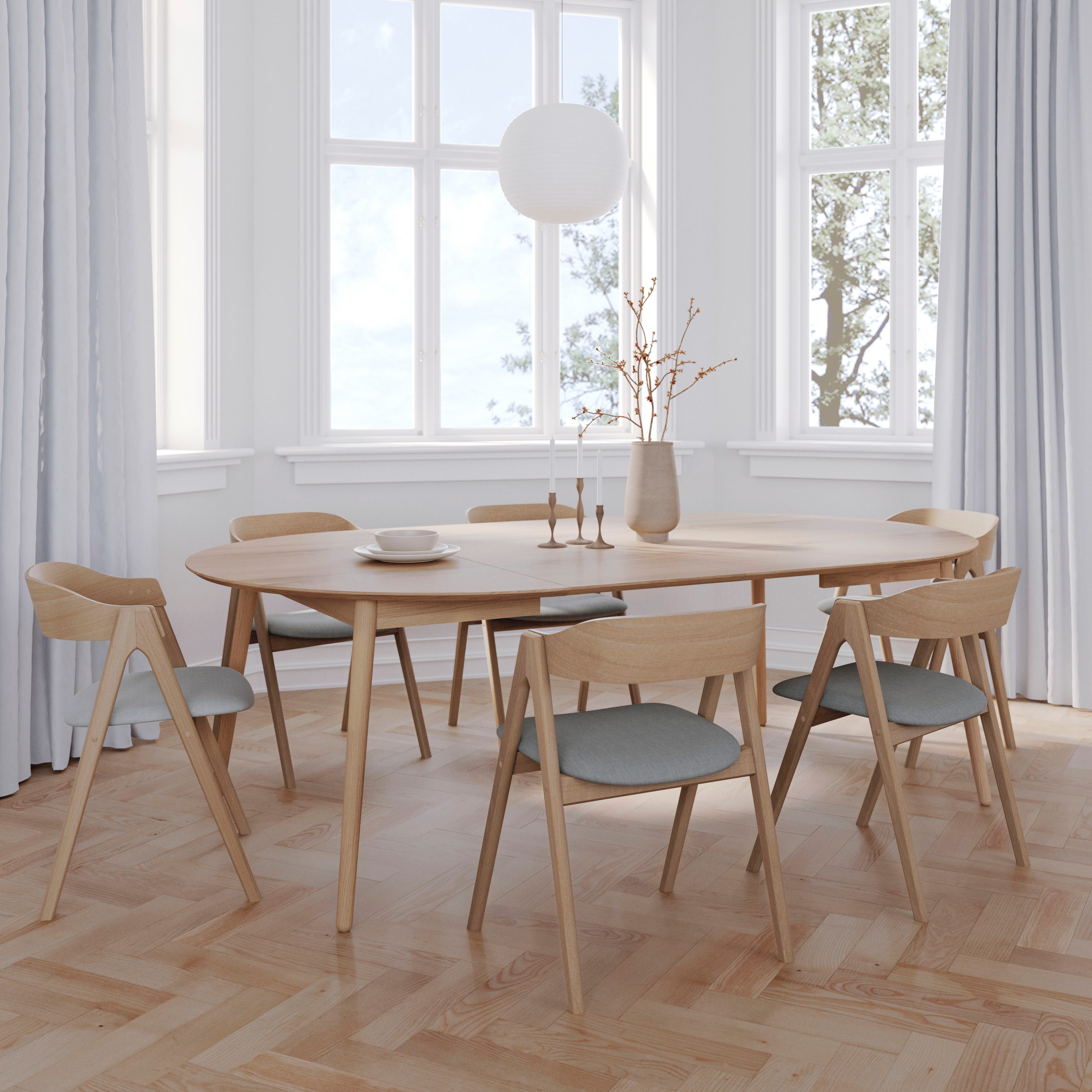 Hammel Furniture Esstisch Meza Designtisch mit Auszugsfunktion und 2 Einlegeplatten, Ø135(231) cm, runde Tischplatte aus MDF/Laminat, Massivholzgestell