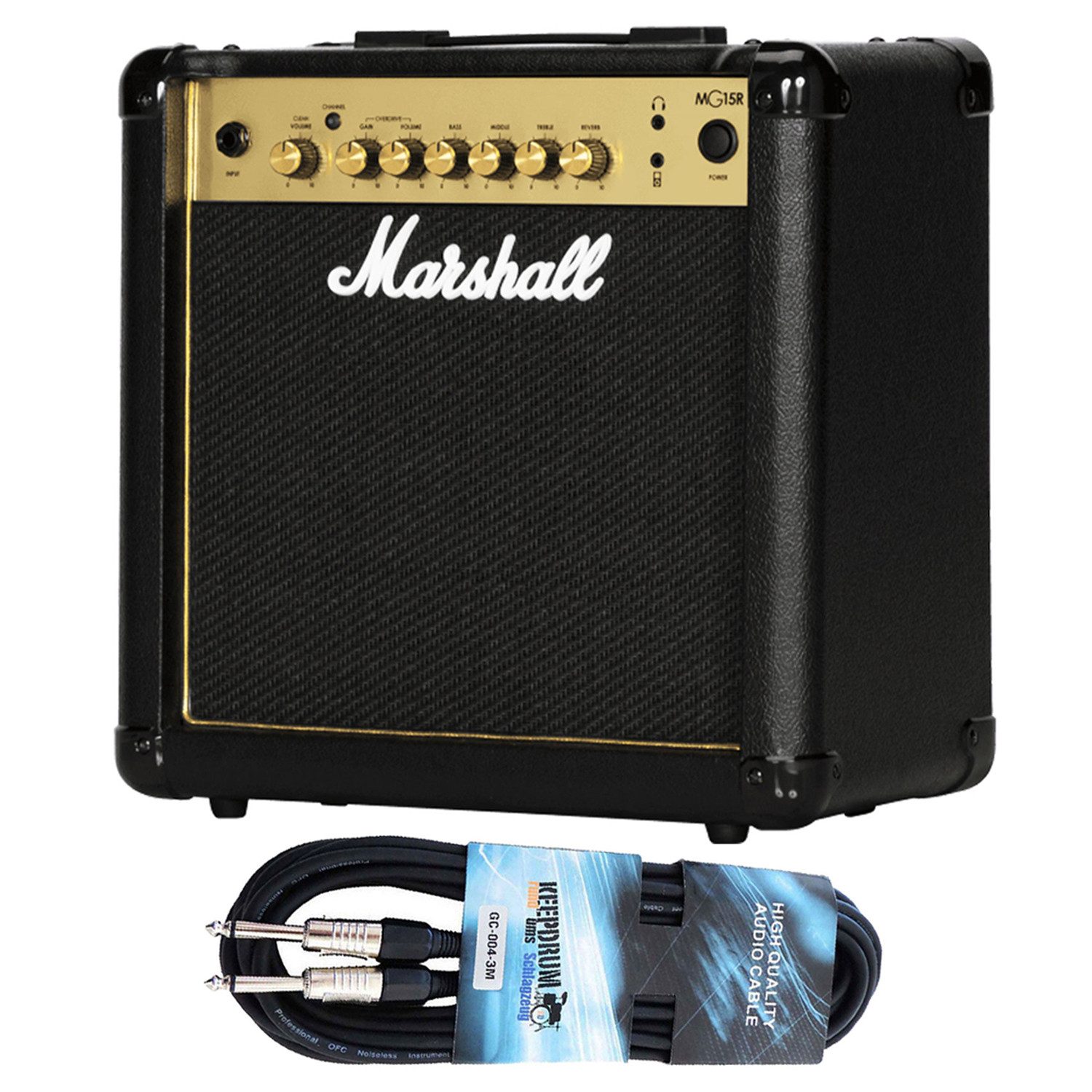 Marshall Marshall MG15GR Gitarren-Verstärker mit Kabel Verstärker (Anzahl Kanäle: 2, 15,00 W, mit Klinkenkabel)