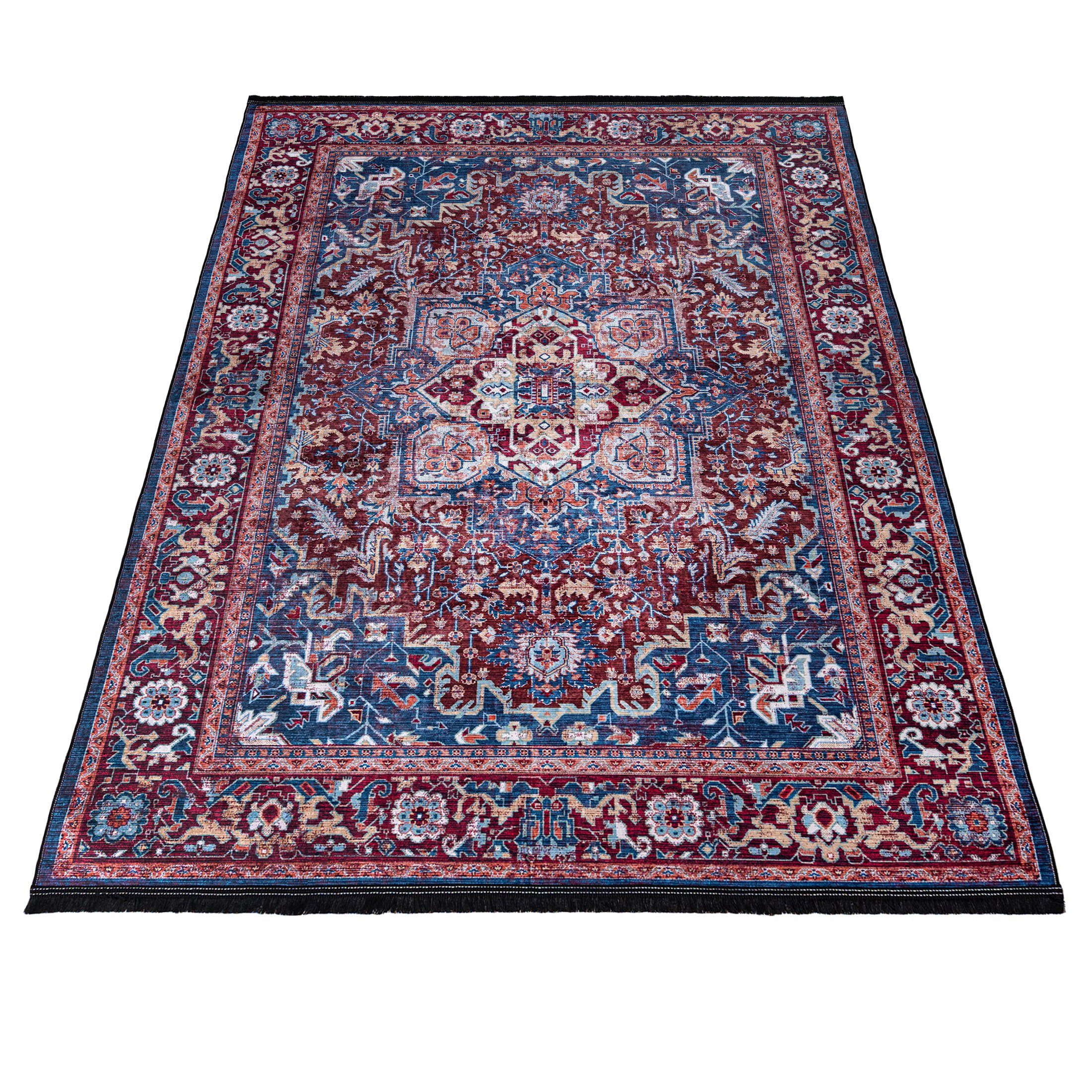 Orientteppich Orientalisch Vintage Teppich Traditioneller x / mm, 5 cm, 120 38950 Mazovia, Rutschfest Rot Höhe Teppich, Waschmaschine, in Waschbar Blau 170 Orient Kurflor