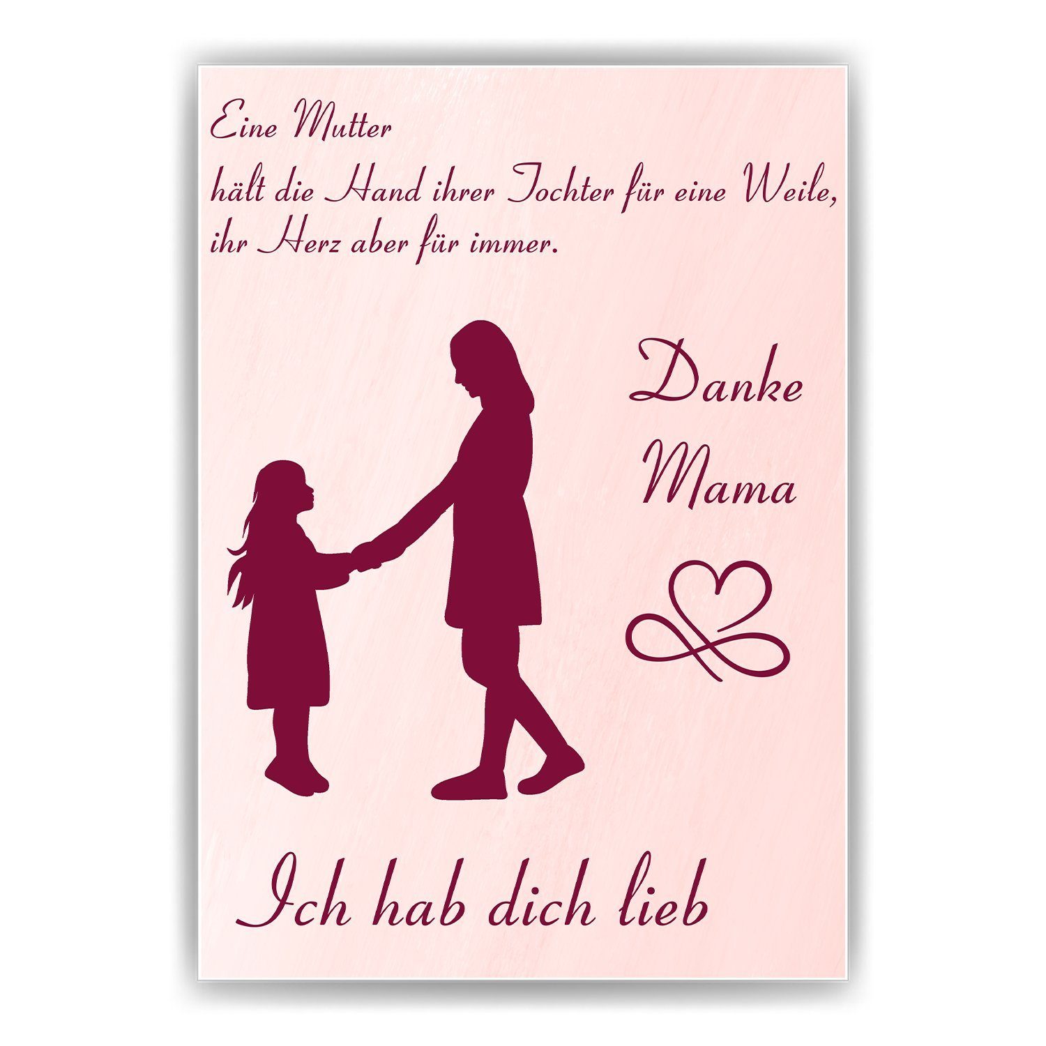 Tigerlino Poster Mama Tochter Geschenk Muttertag Geburtstag Mama Spruch, Rosa, DIN A4