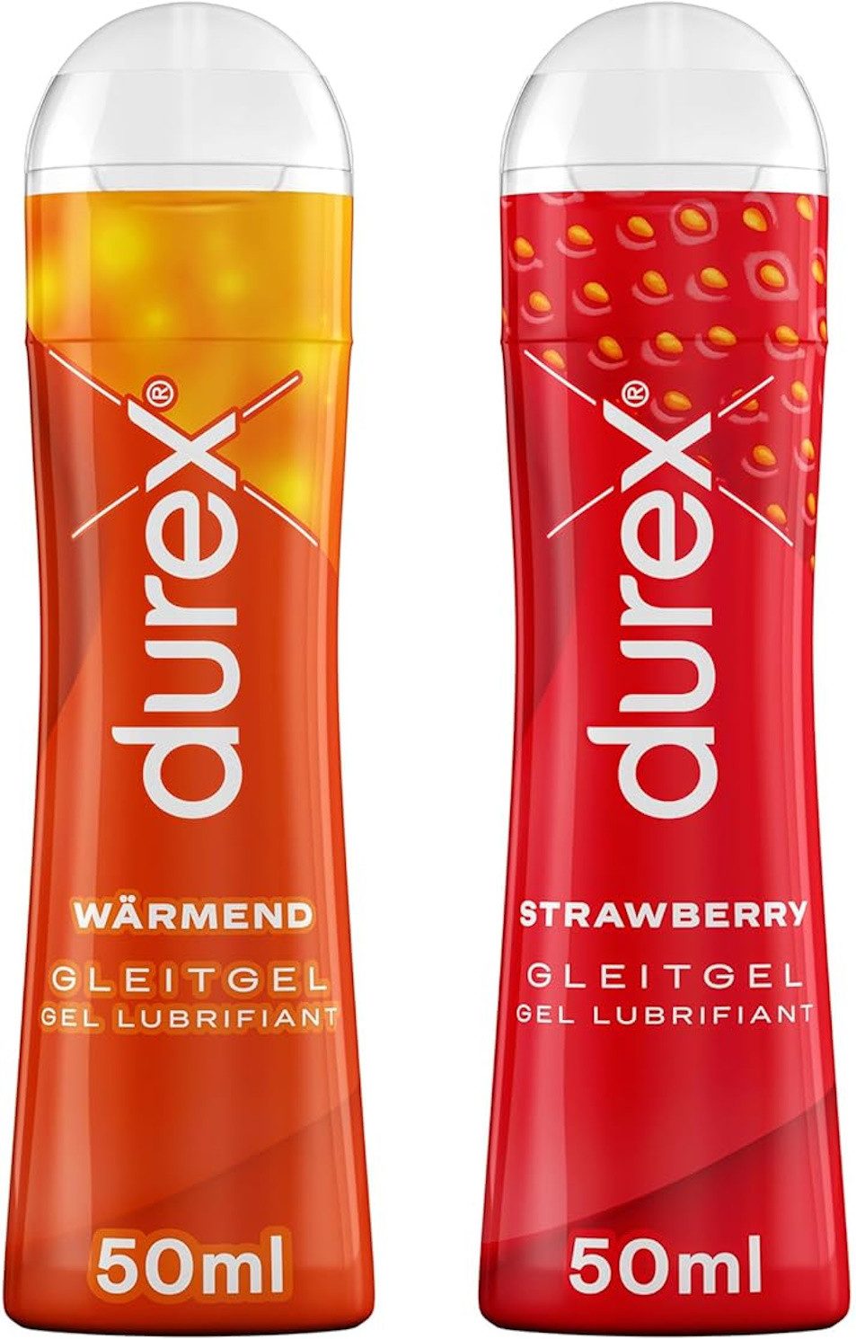 durex Gleitgel Play Strawberry & Wärmend, Ausprobierpaket für Sie und Ihn, 2-tlg., (2 x 50ml)